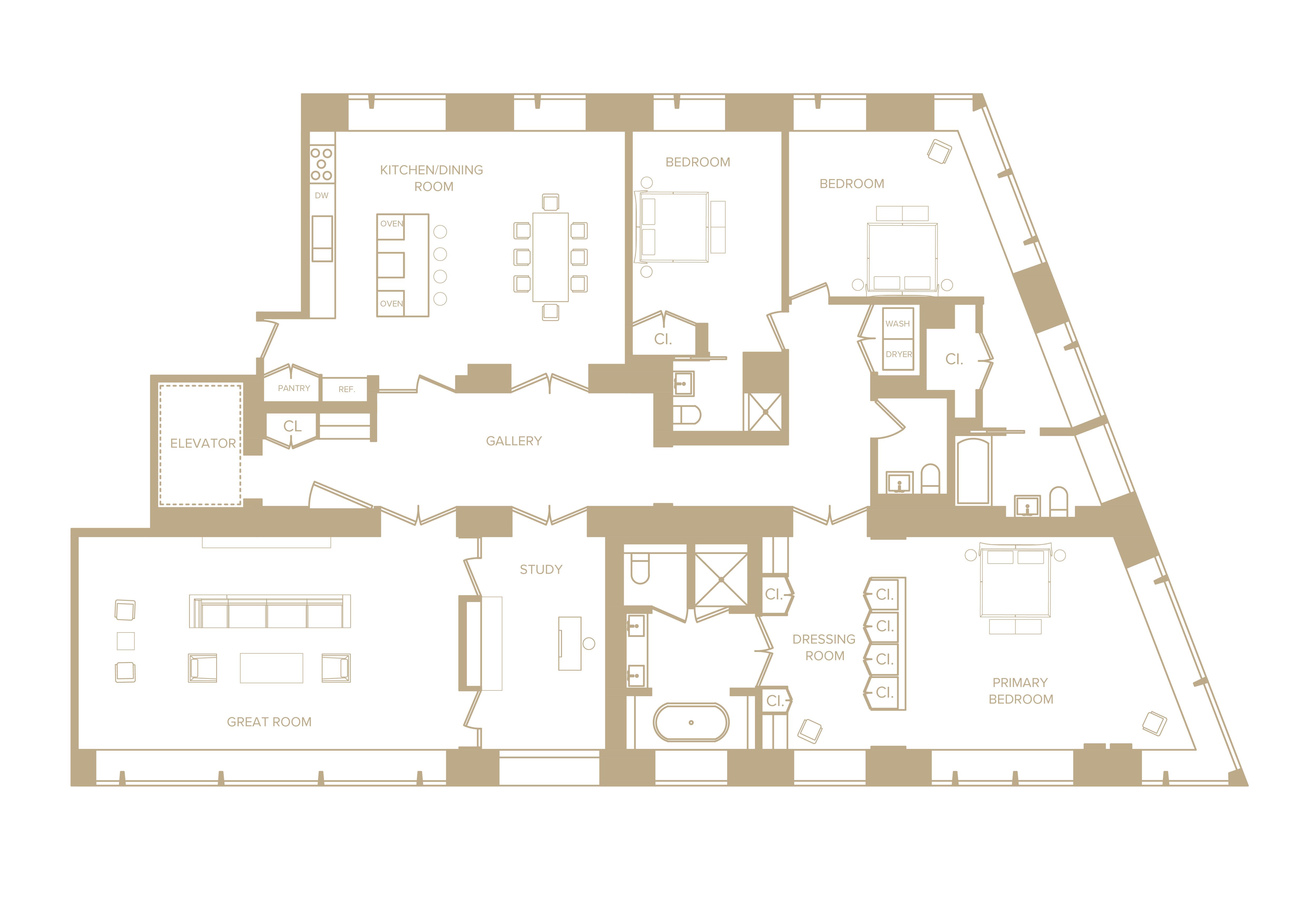 Floorplan for 551 West 21st Street, 16-B