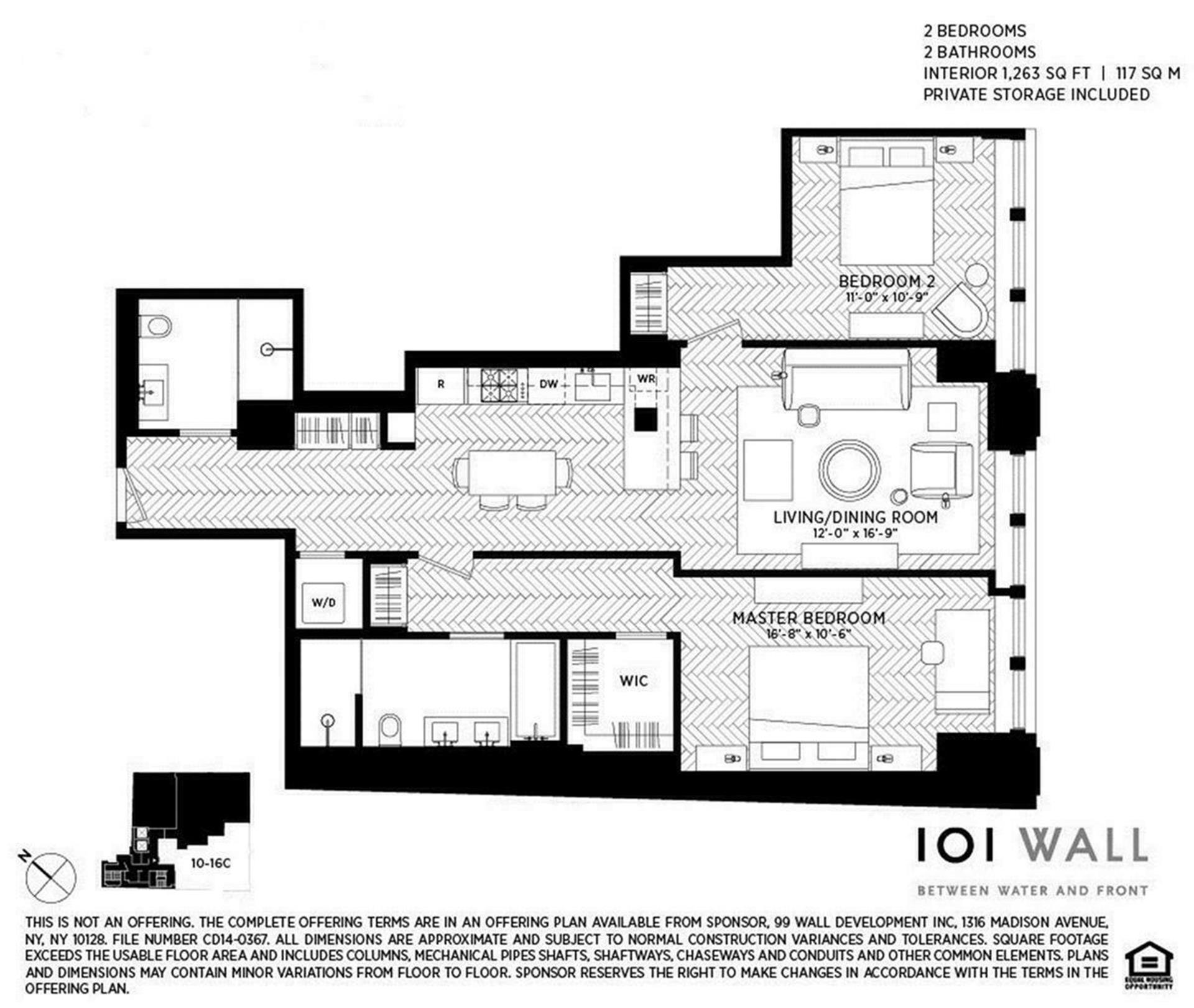 Floorplan for 101 Wall Street, 14C