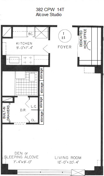 Floorplan for 382 Central Park, 14T