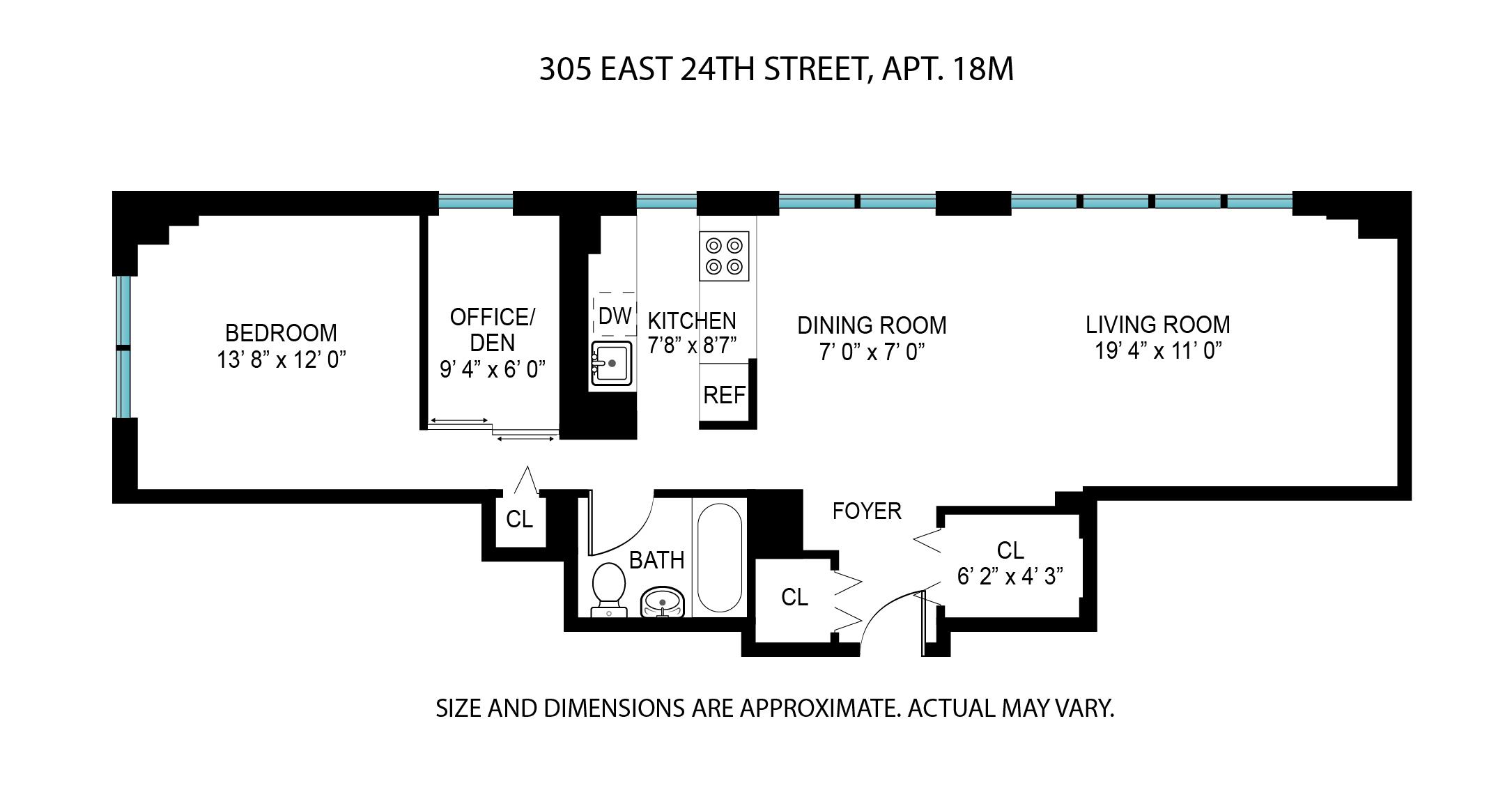 Floorplan for 305 East 24th Street, 18-M