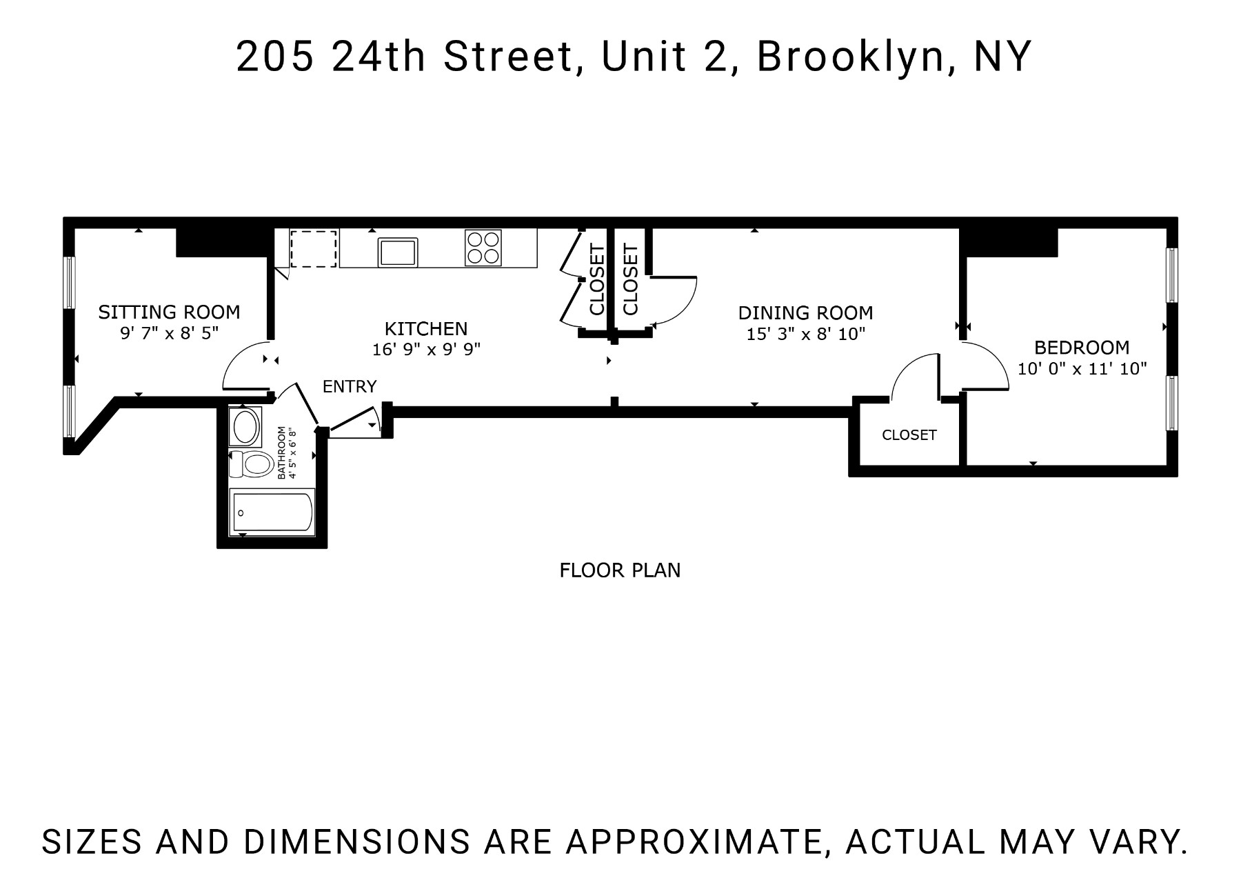 Floorplan for 205 24th Street, 2R