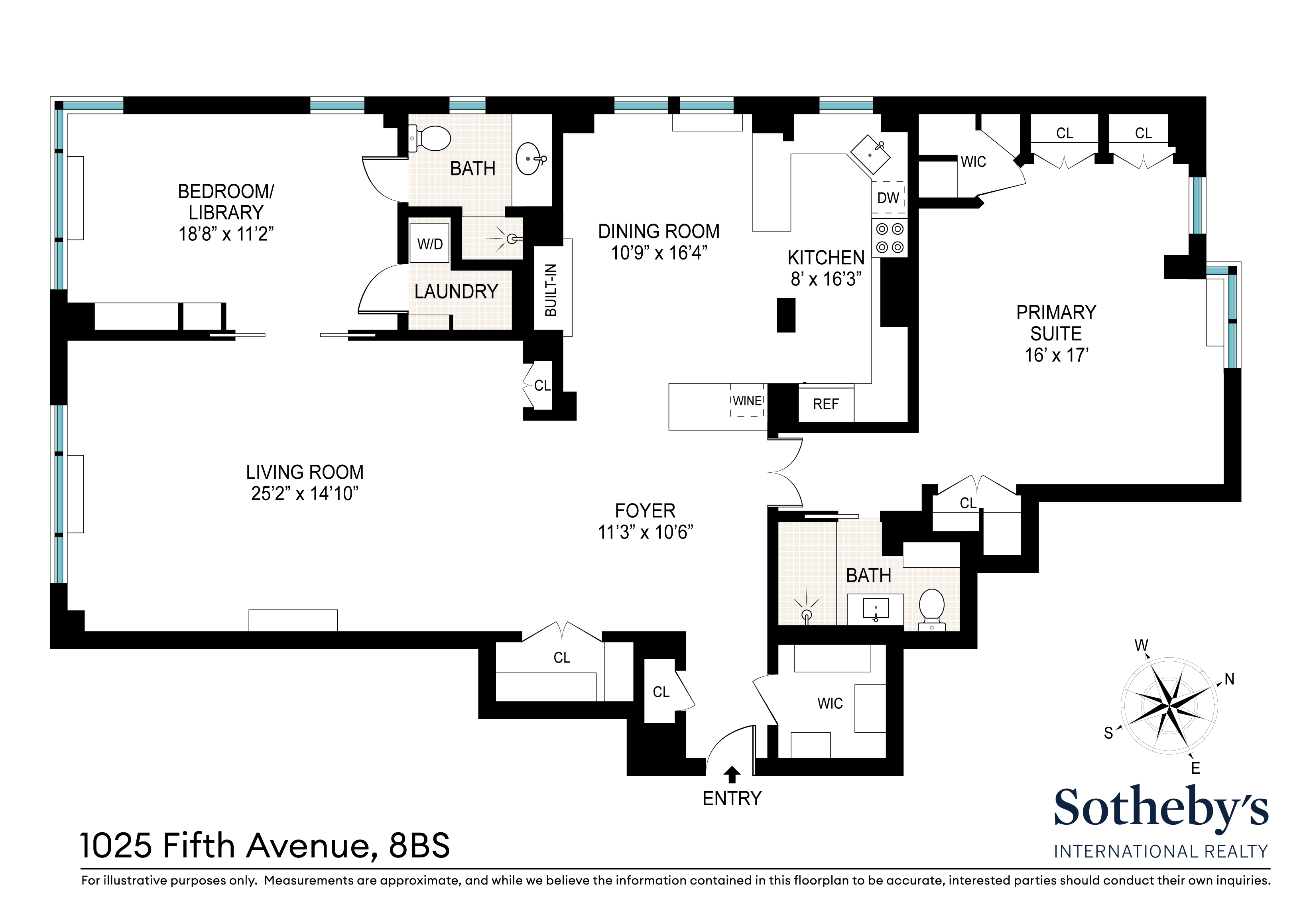 Floorplan for 1025 Fifth Avenue, 8BS