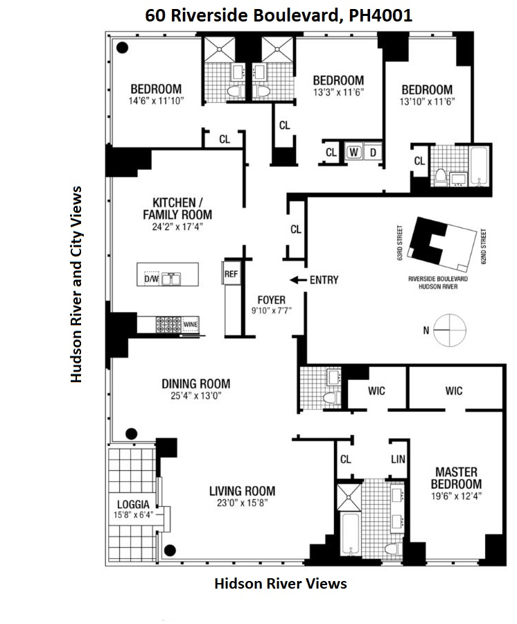 Floorplan for 60 Riverside Boulevard, PH4001