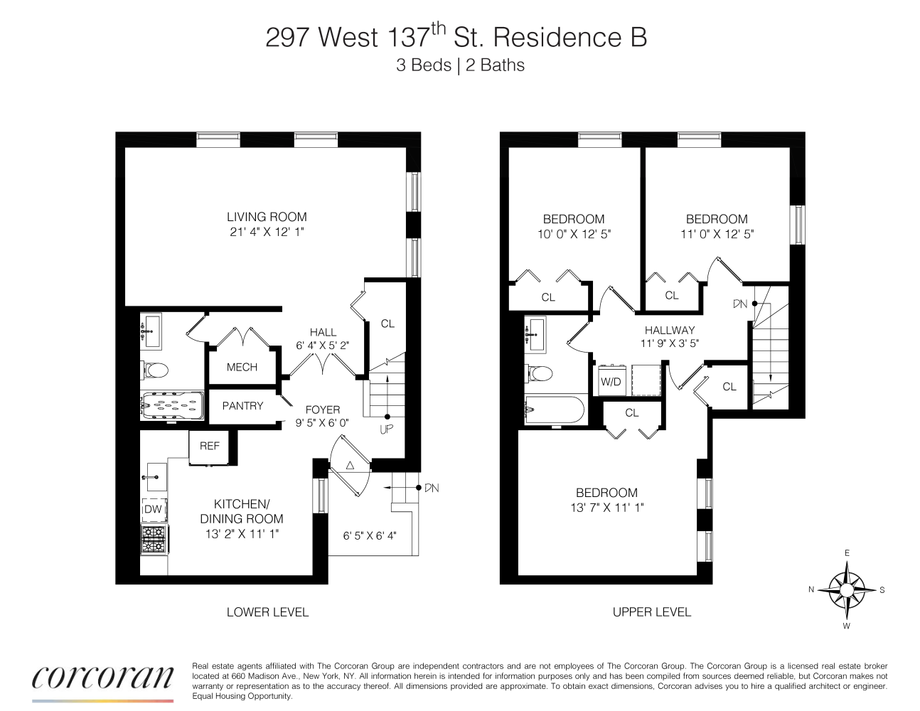 Floorplan for 297 West 137th Street, B