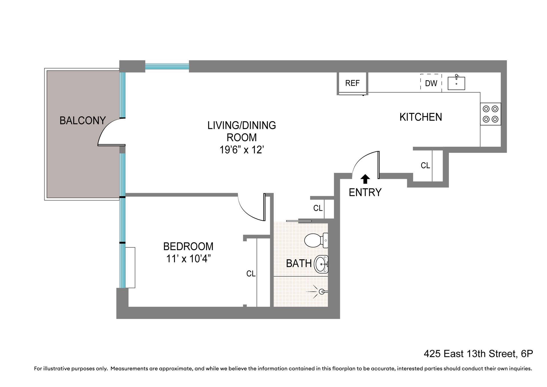 Floorplan for 425 East 13th Street, 6P