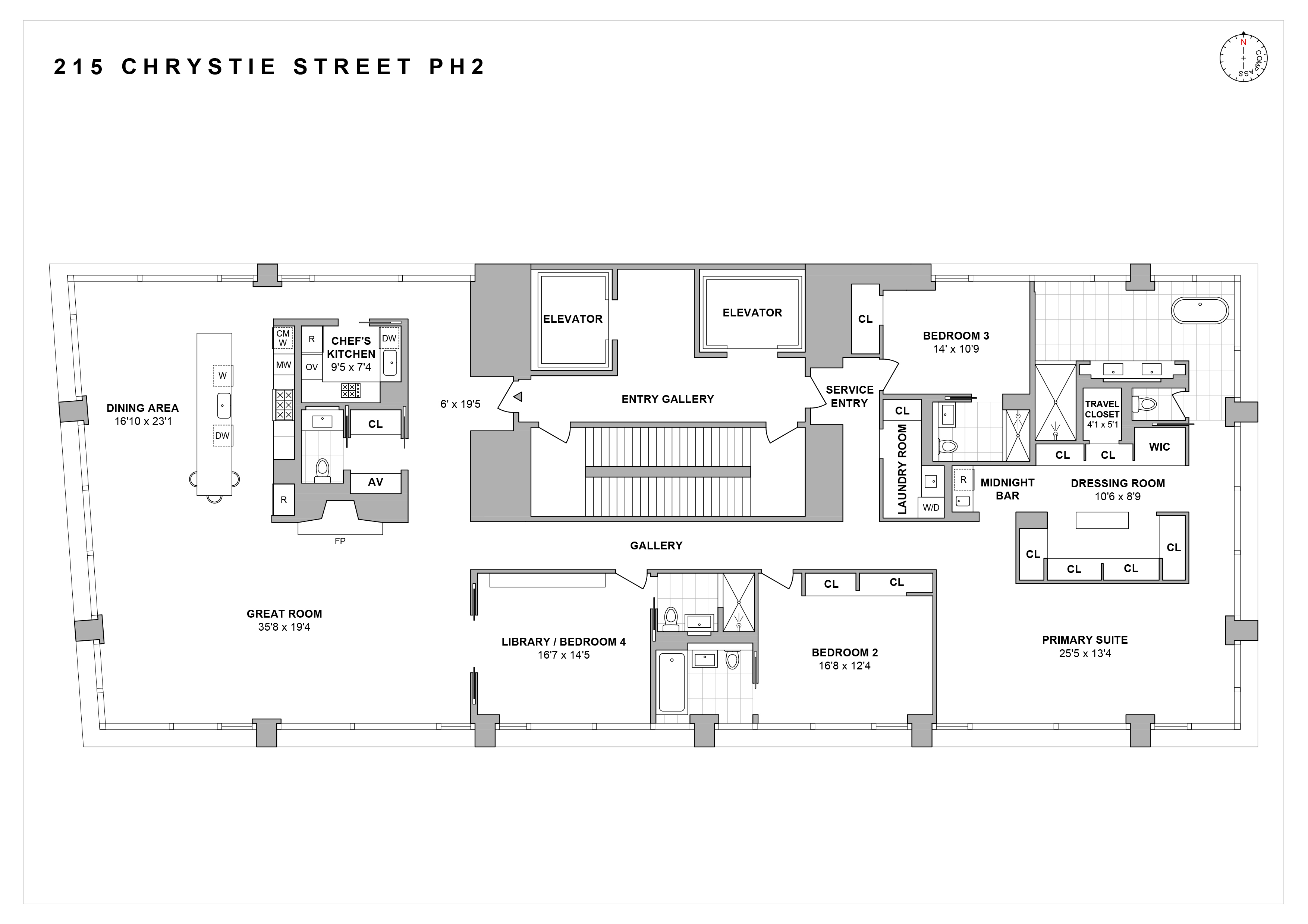 Floorplan for 215 Chrystie Street, PH2