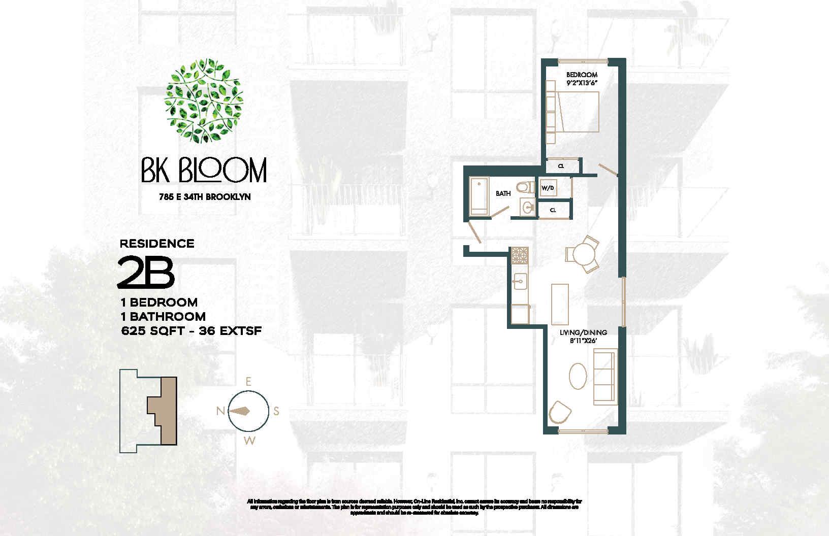 Floorplan for 785 East 34th Street, 2-B