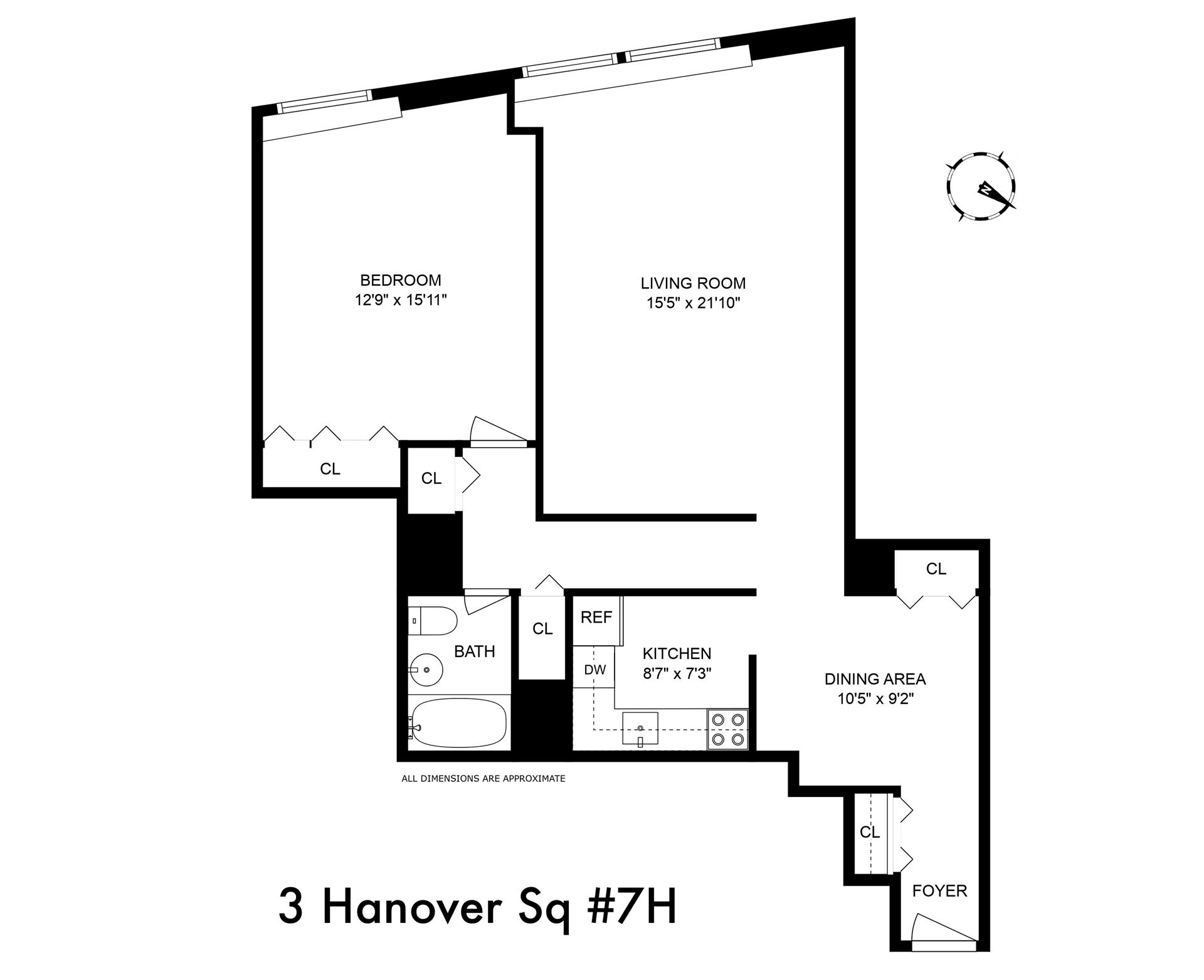 Floorplan for 3 Hanover Square, 7H