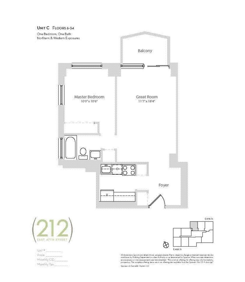Floorplan for 212 East 47th Street, 16C