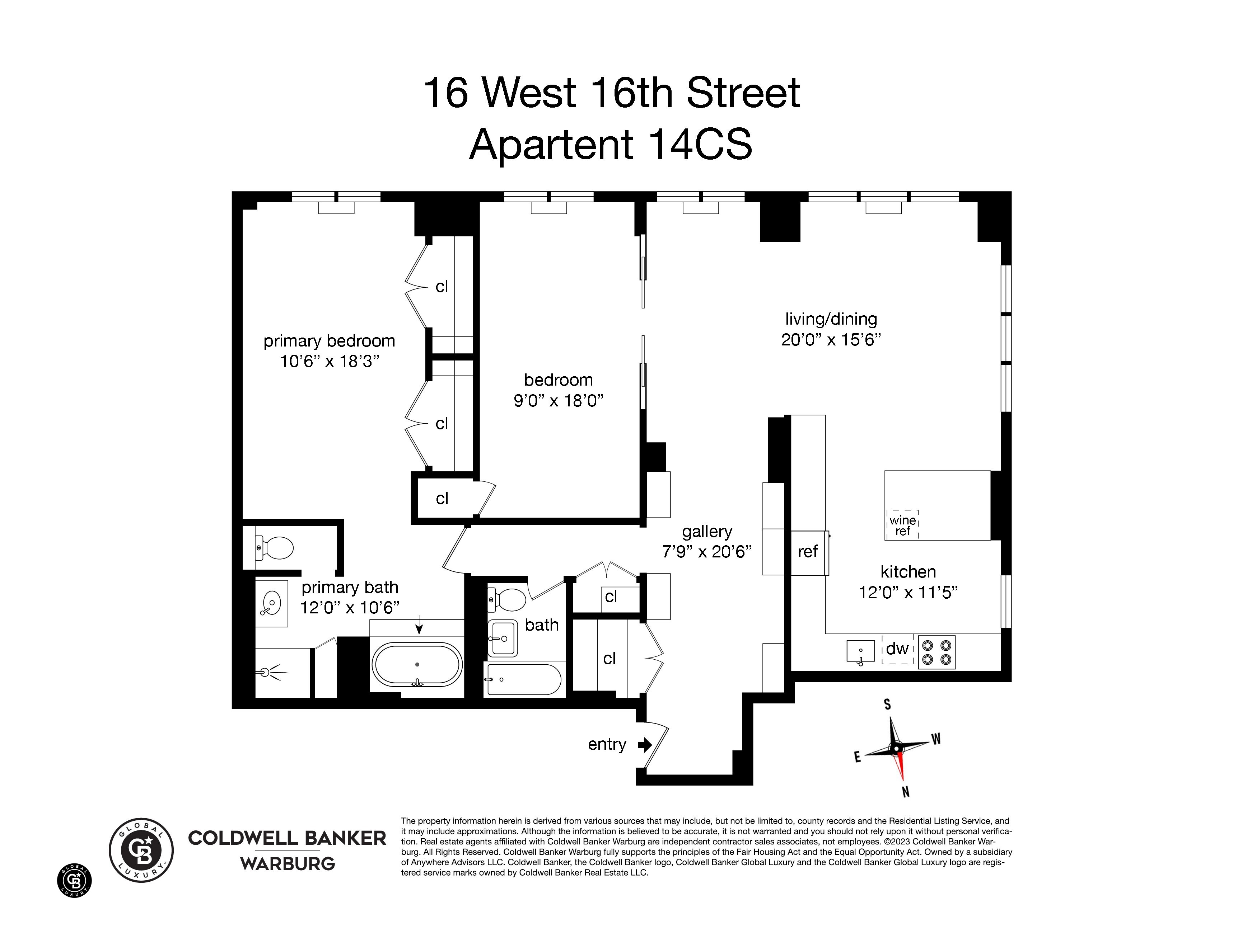 Floorplan for 16 West 16th Street, 14CS