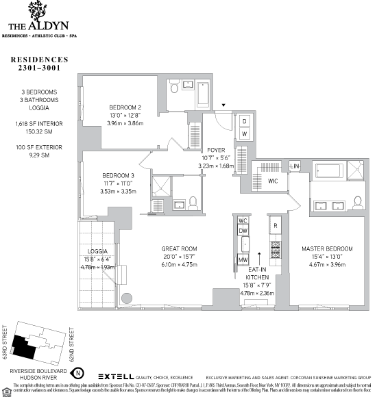 Floorplan for 60 Riverside Boulevard, 2701