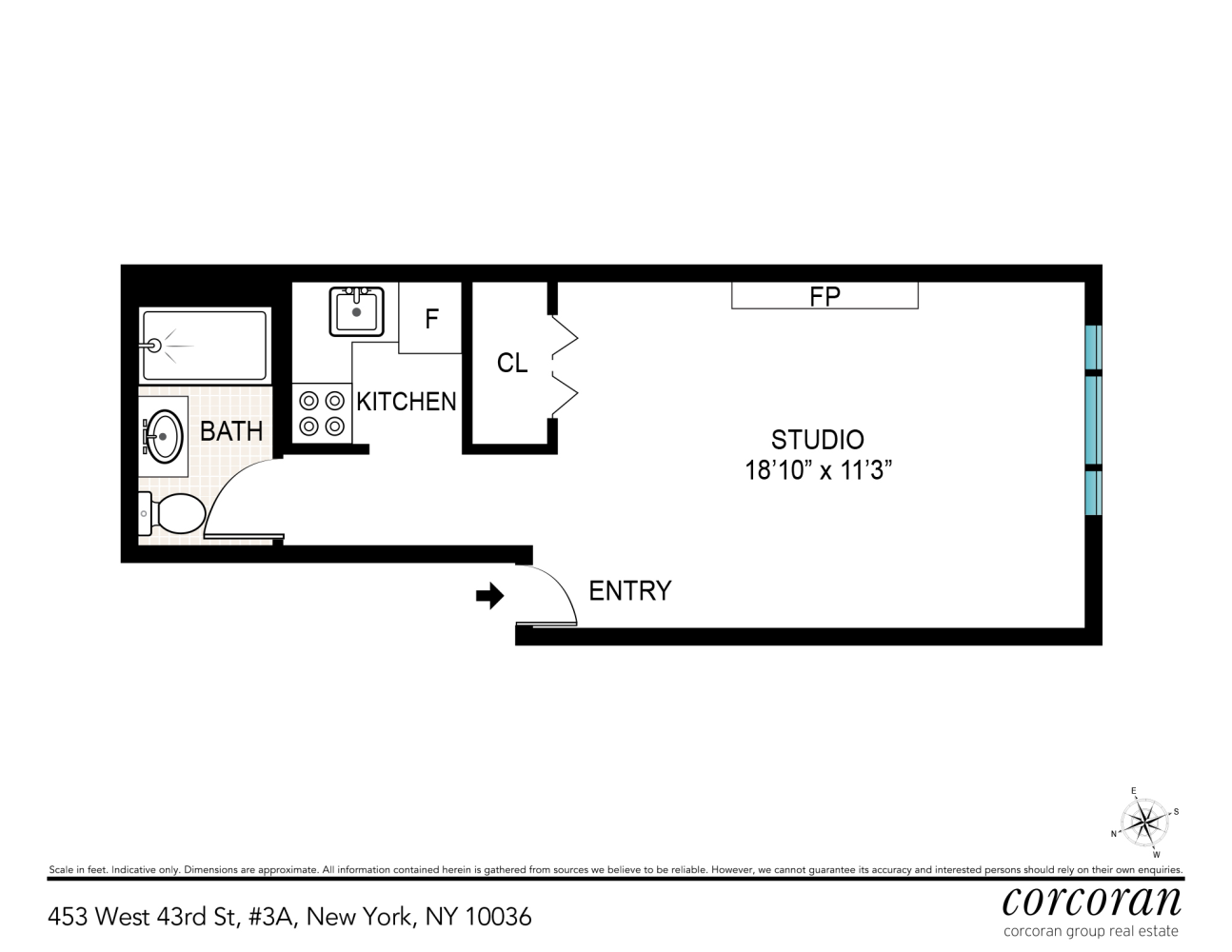 Floorplan for 453 West 43rd Street, 3A