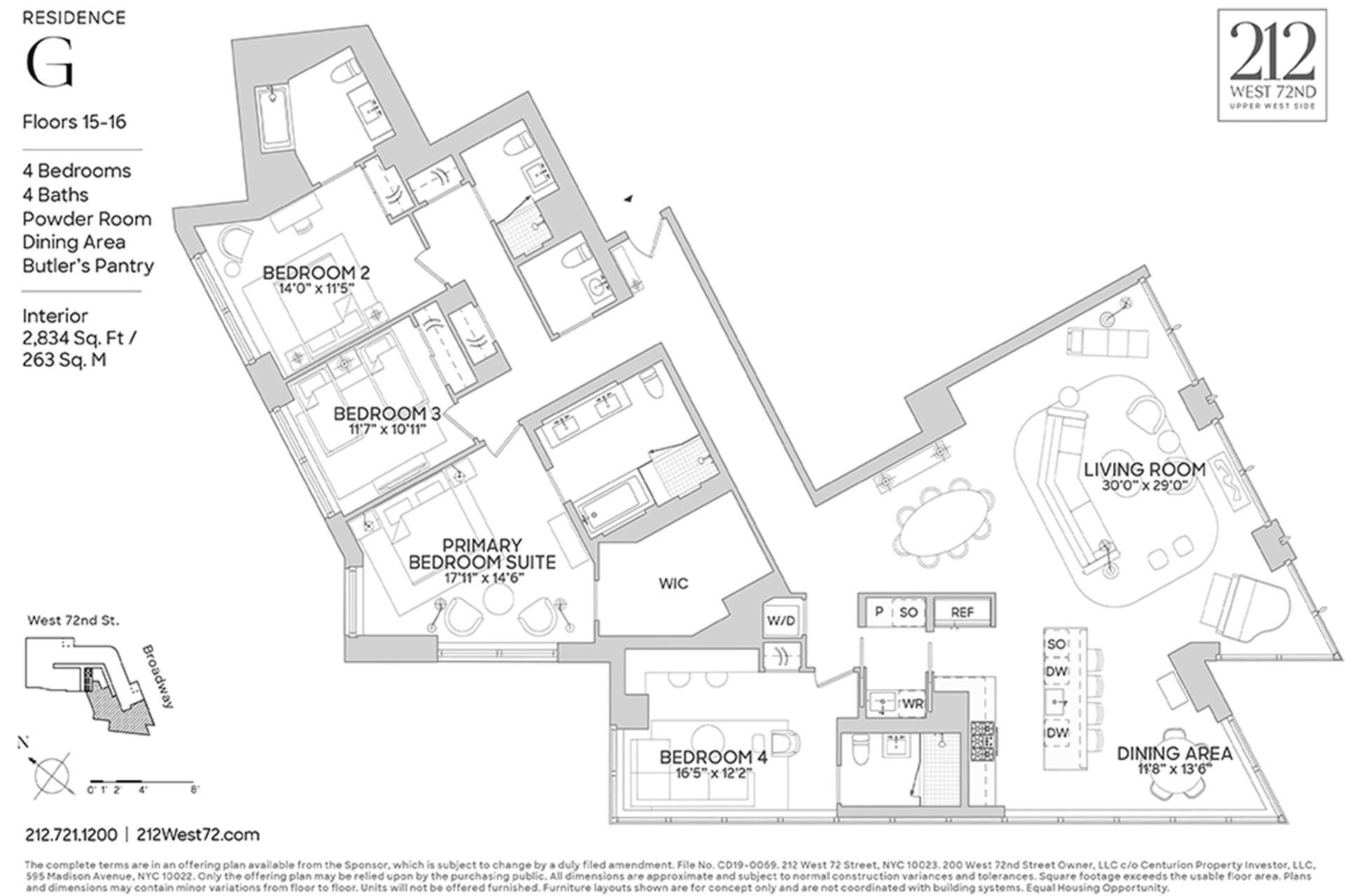 Floorplan for 212 West 72nd Street, 15G