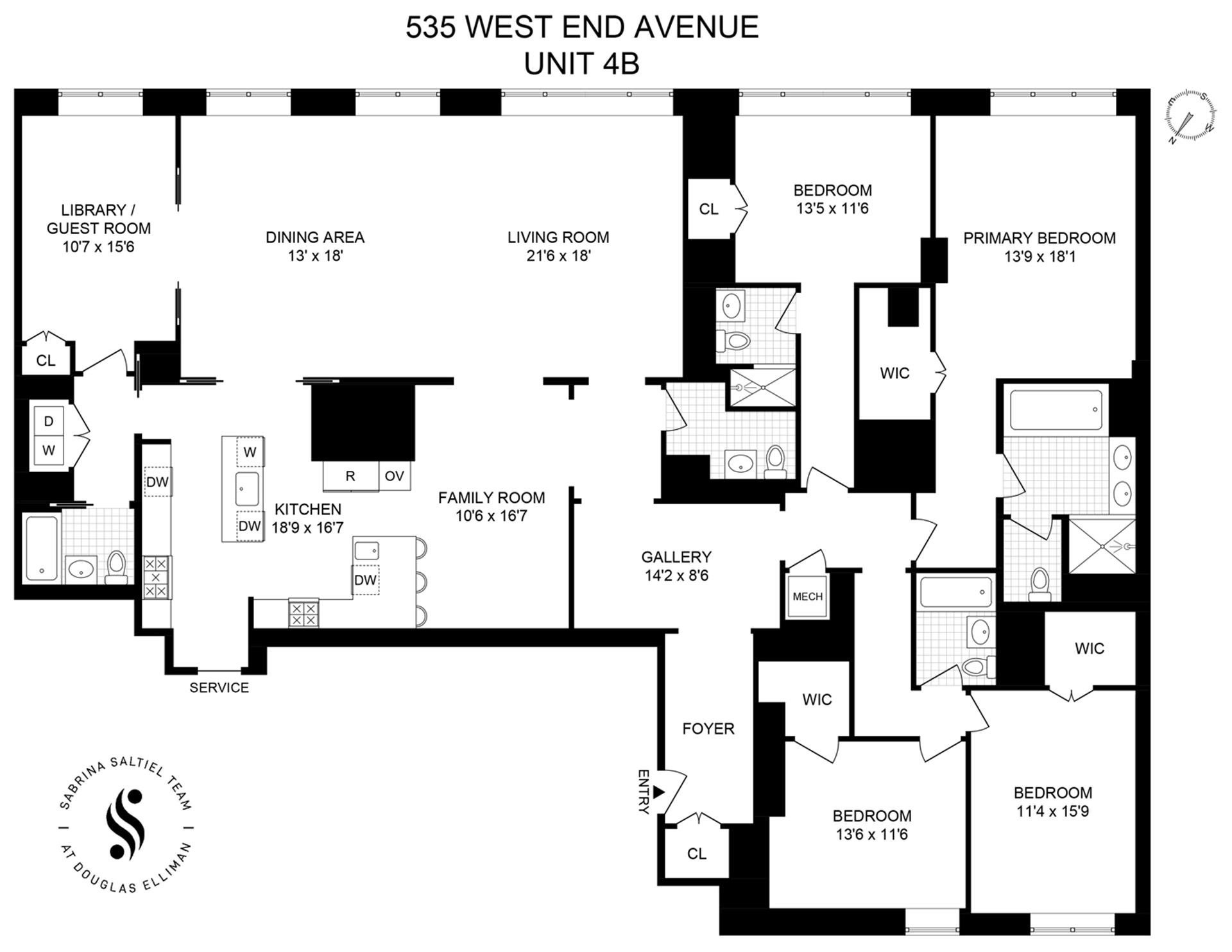 Floorplan for 535 West End Avenue, 4B