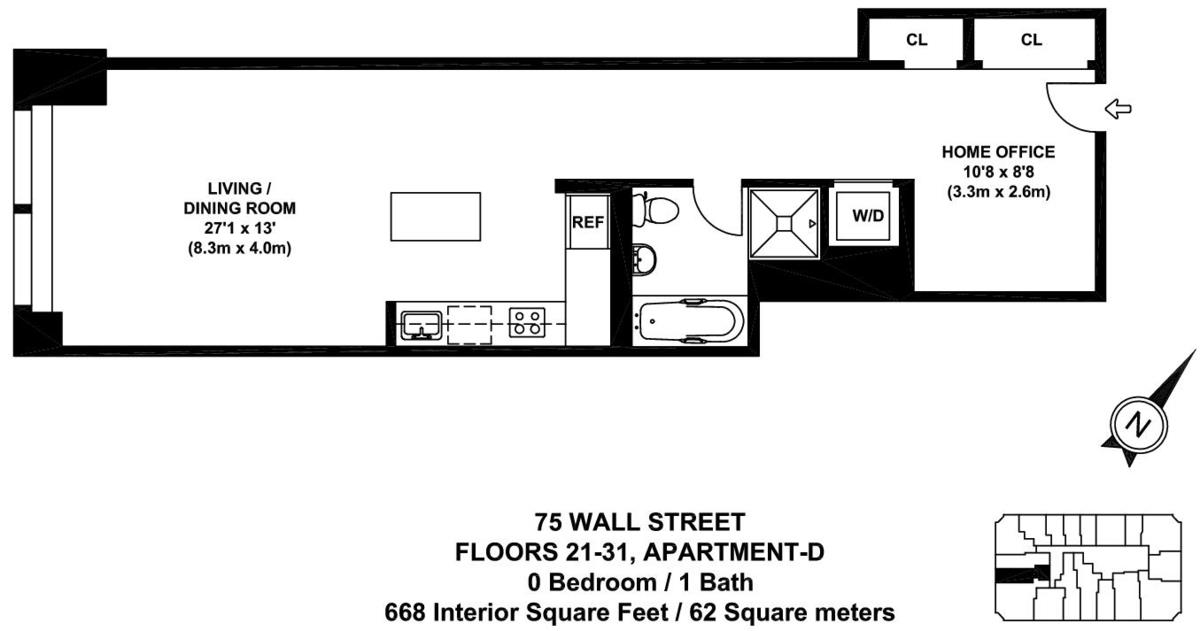 Floorplan for 75 Wall Street, 24-D