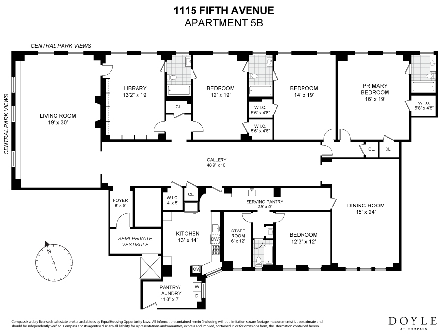 Floorplan for 1115 5th Avenue, 5B
