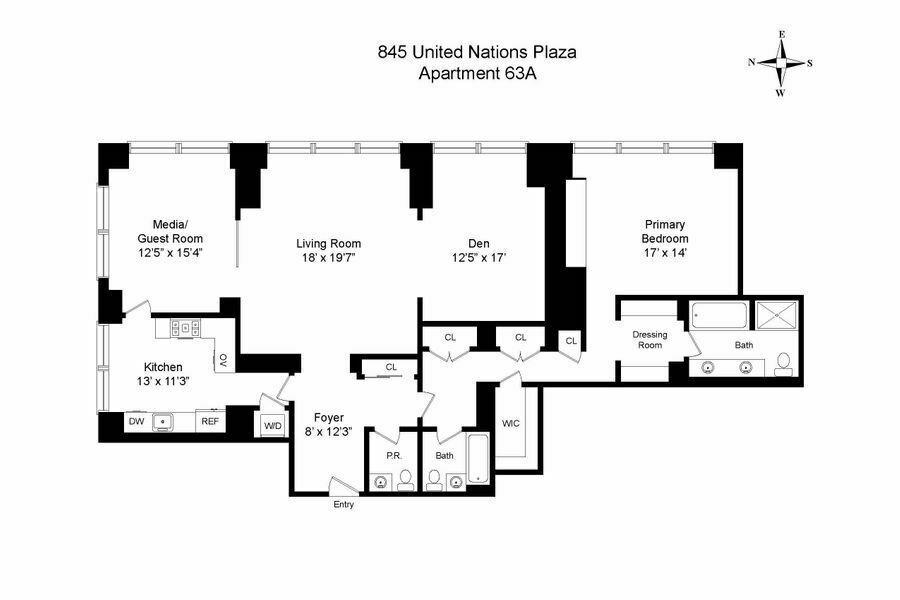 Floorplan for 845 United Nations Plaza, 63A