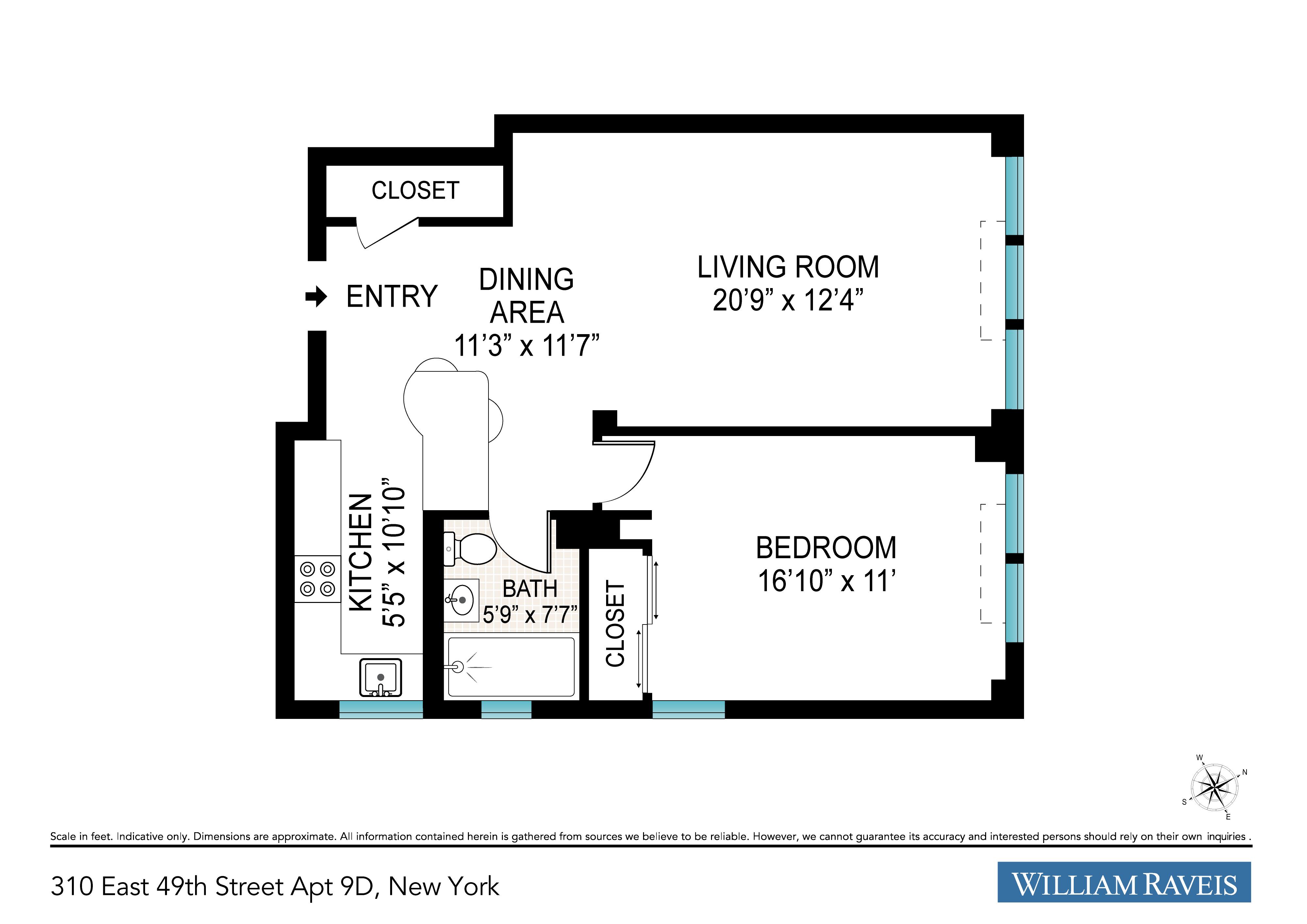 Floorplan for 310 East 49th Street, 9-D