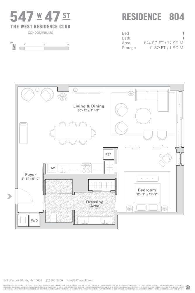 Floorplan for 547 West 47th Street, 804