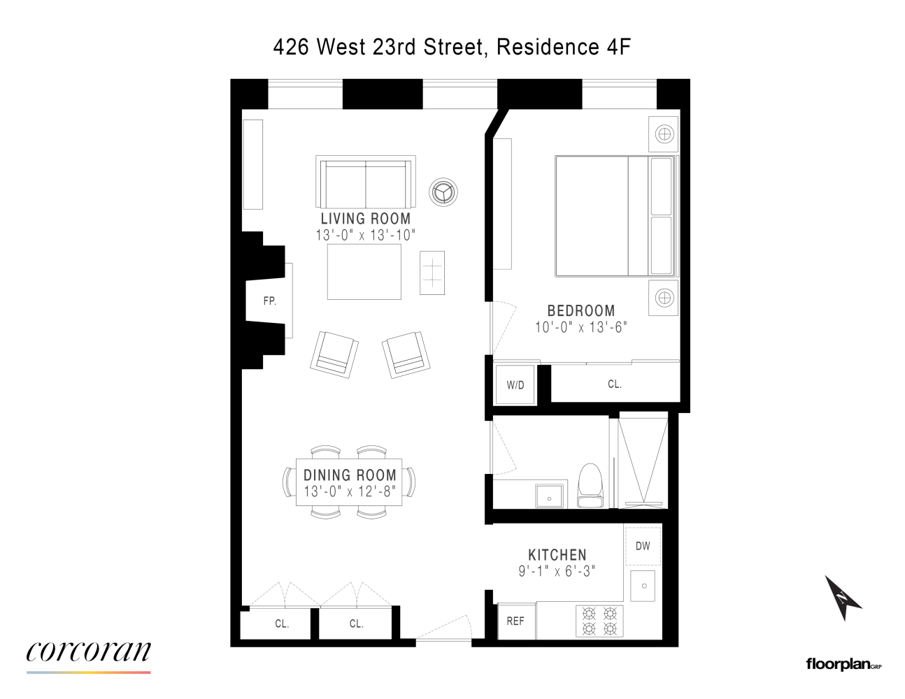 Floorplan for 426 West 23rd Street, 4F