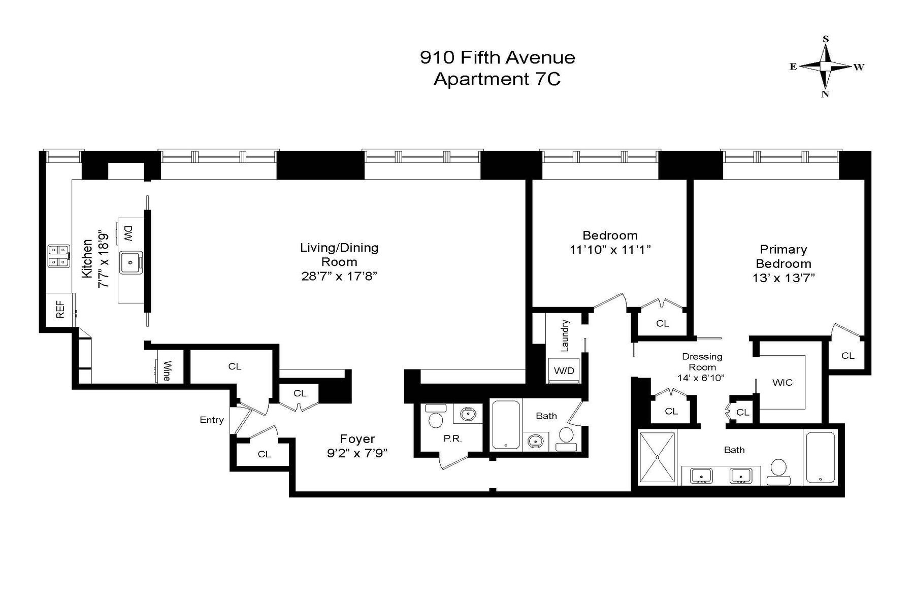Floorplan for 910 Fifth Avenue, 7C
