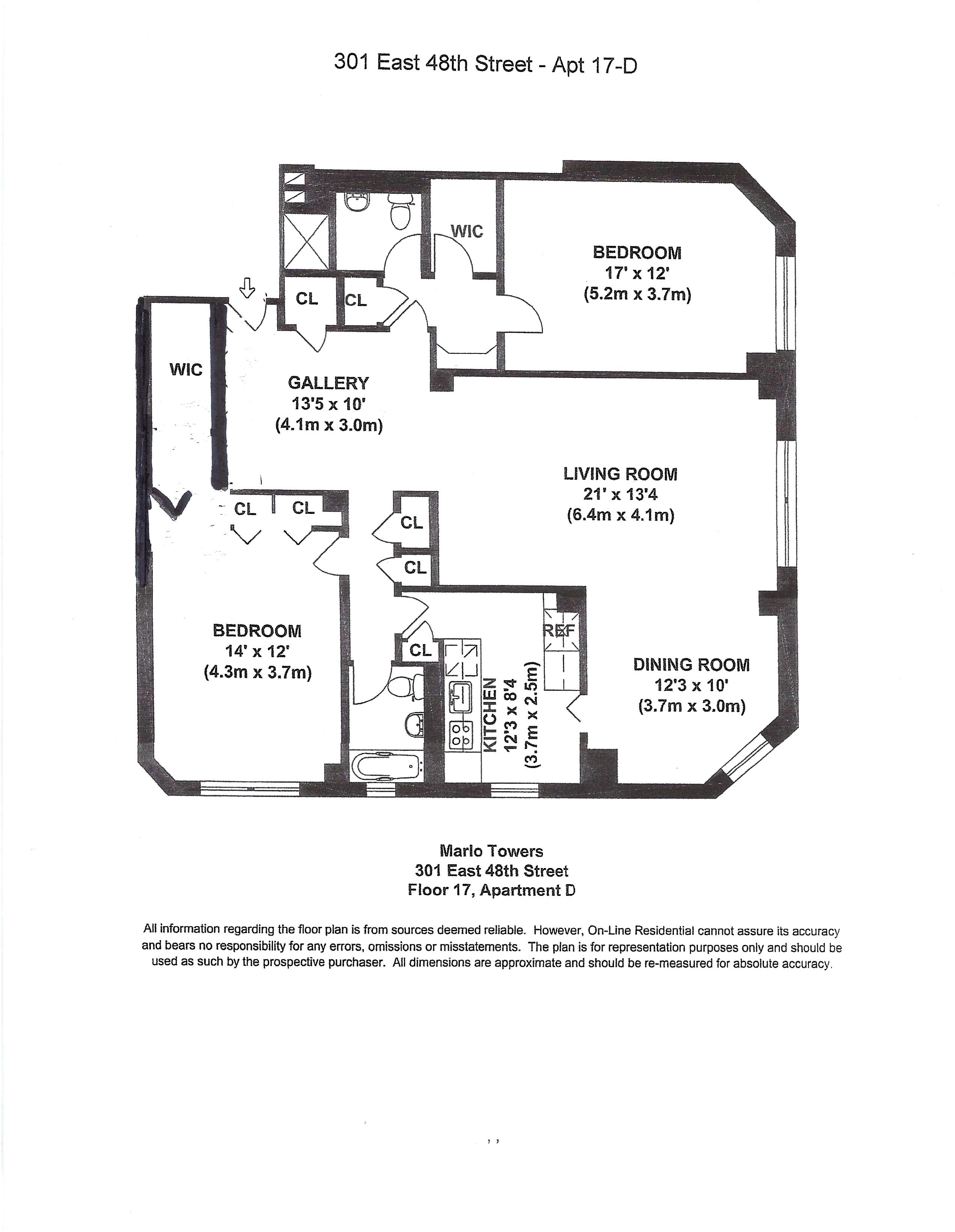 Floorplan for 301 East 48th Street, 17-D