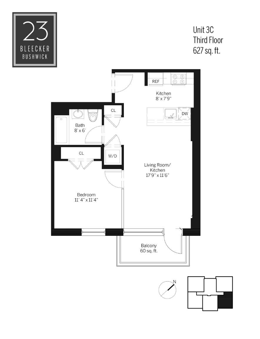 Floorplan for 23 Bleecker Street, 1B