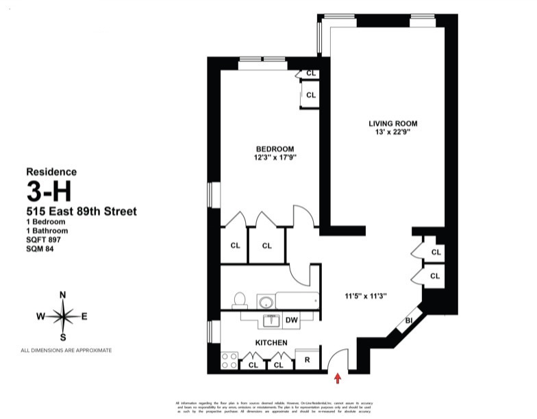 Floorplan for 515 East 89th Street, 3H