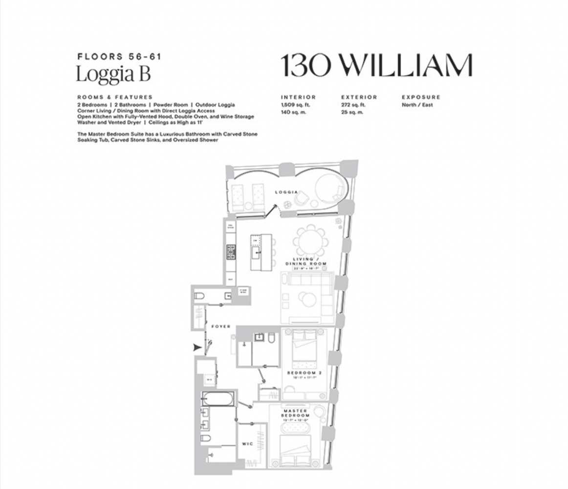 Floorplan for 130 William Street, L59B