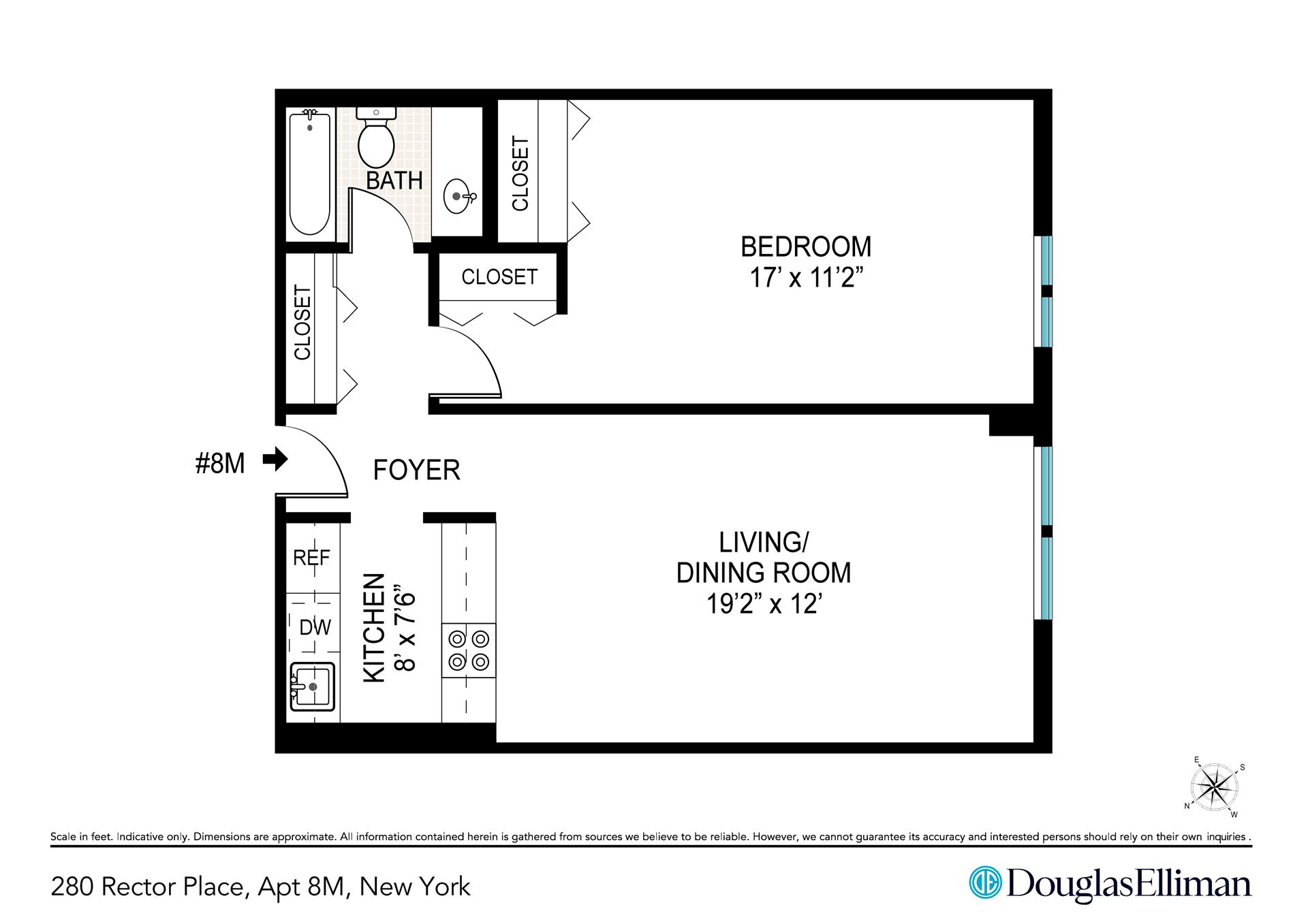 Floorplan for 280 Rector Place, 8M