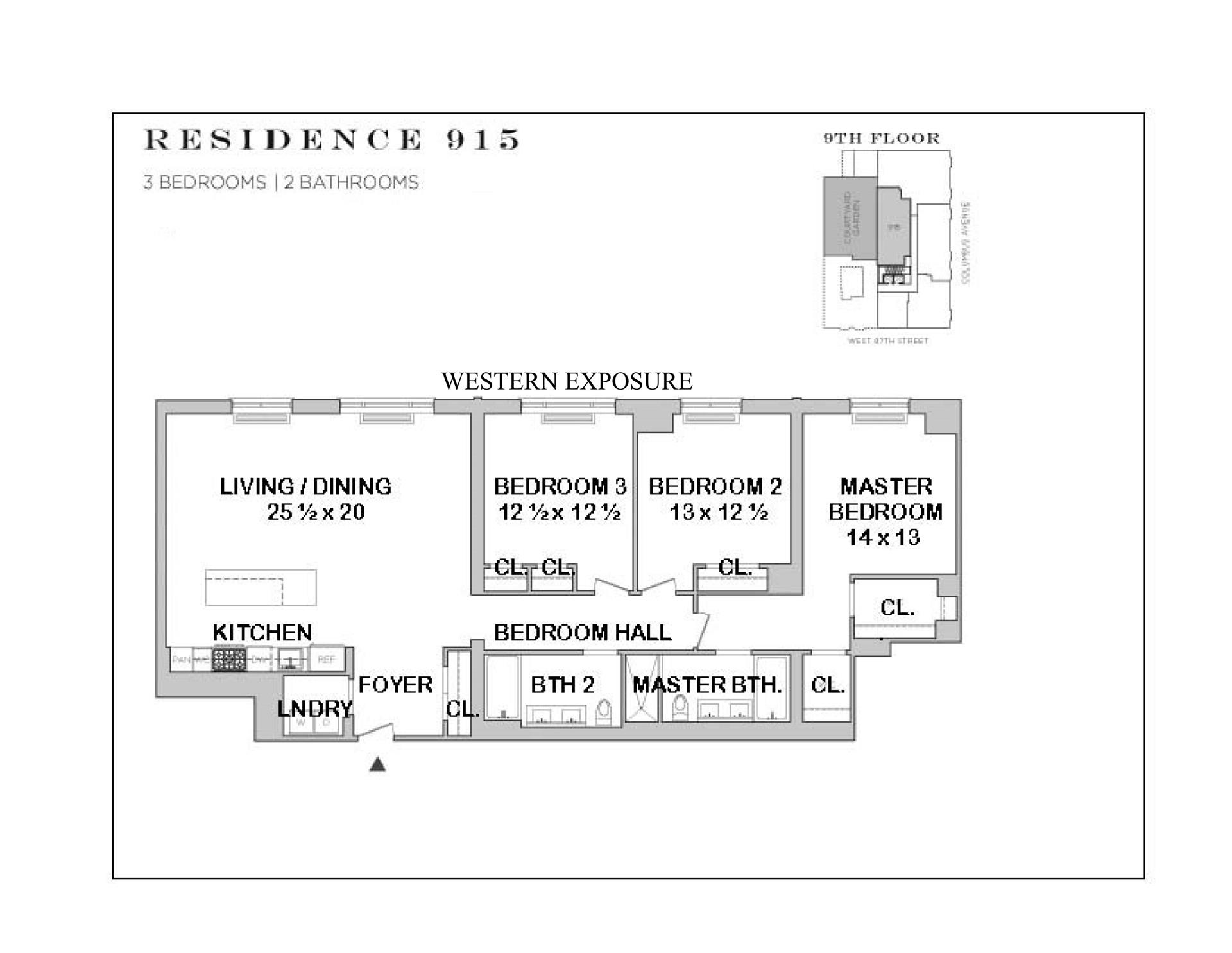 Floorplan for 101 West 87th Street, 915