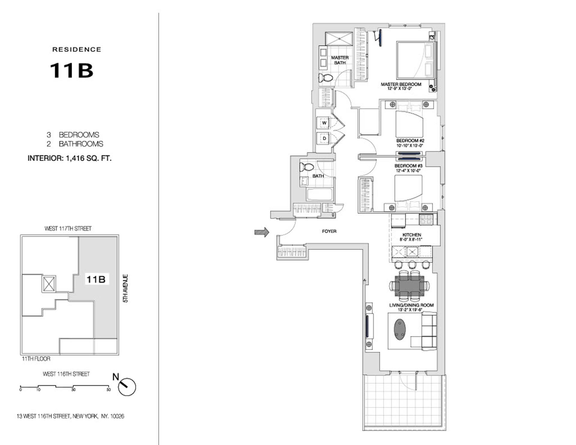 Floorplan for 11 West 116th Street, 11B