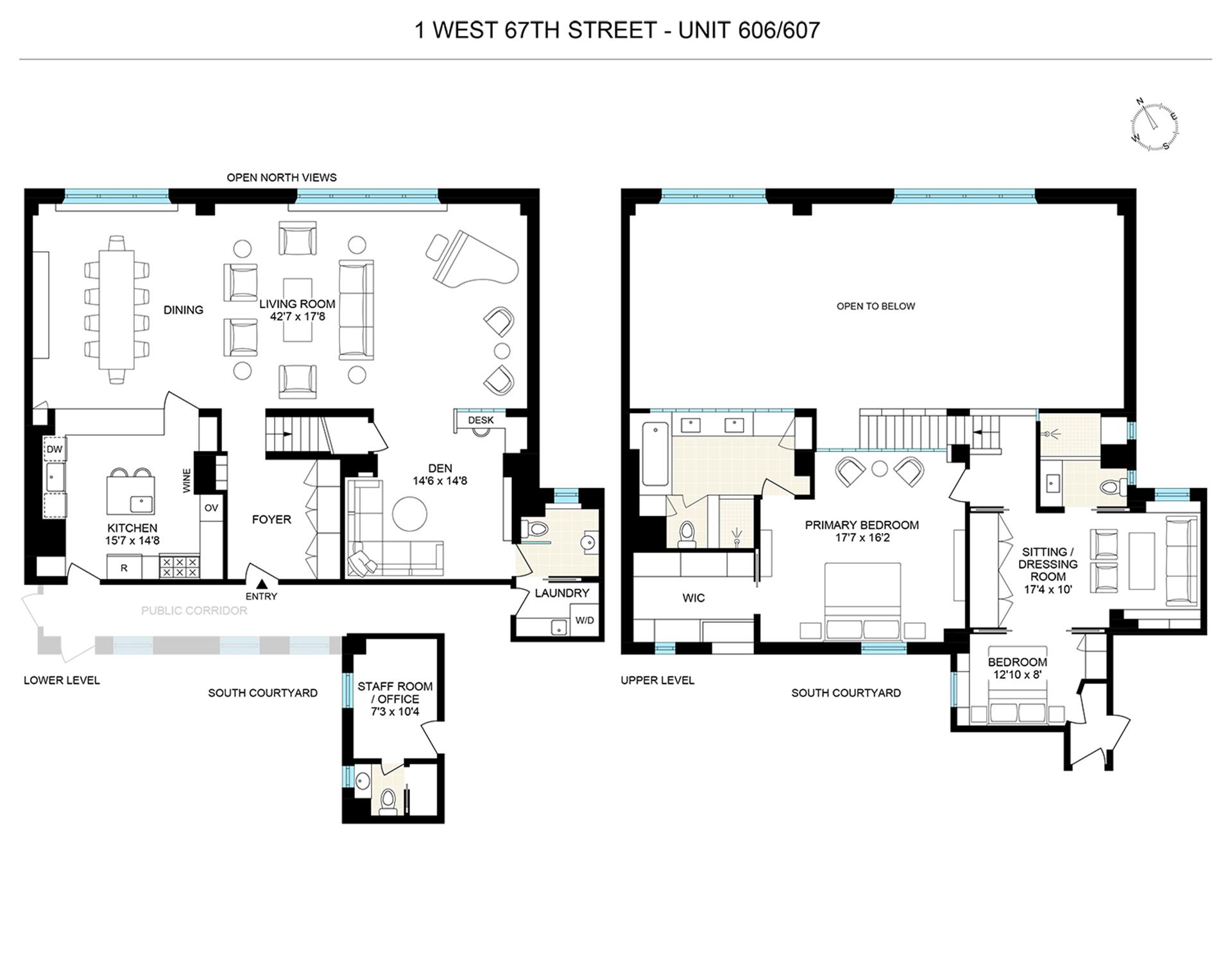 Floorplan for 1 West 67th Street, 606/607