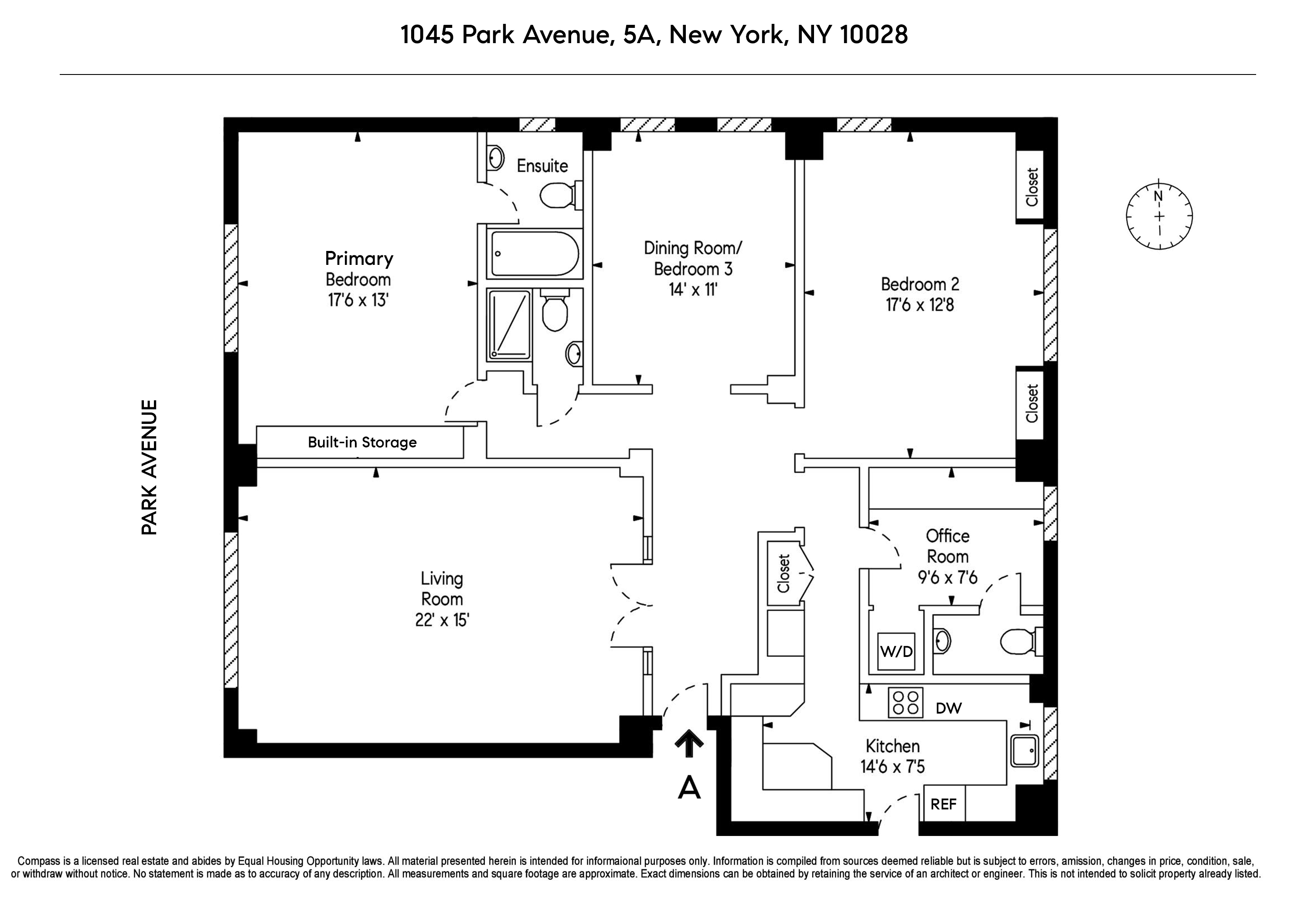 Floorplan for 1045 Park Avenue, 5A