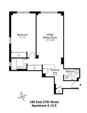 Floorplan for 160 East 27th Street, 12E