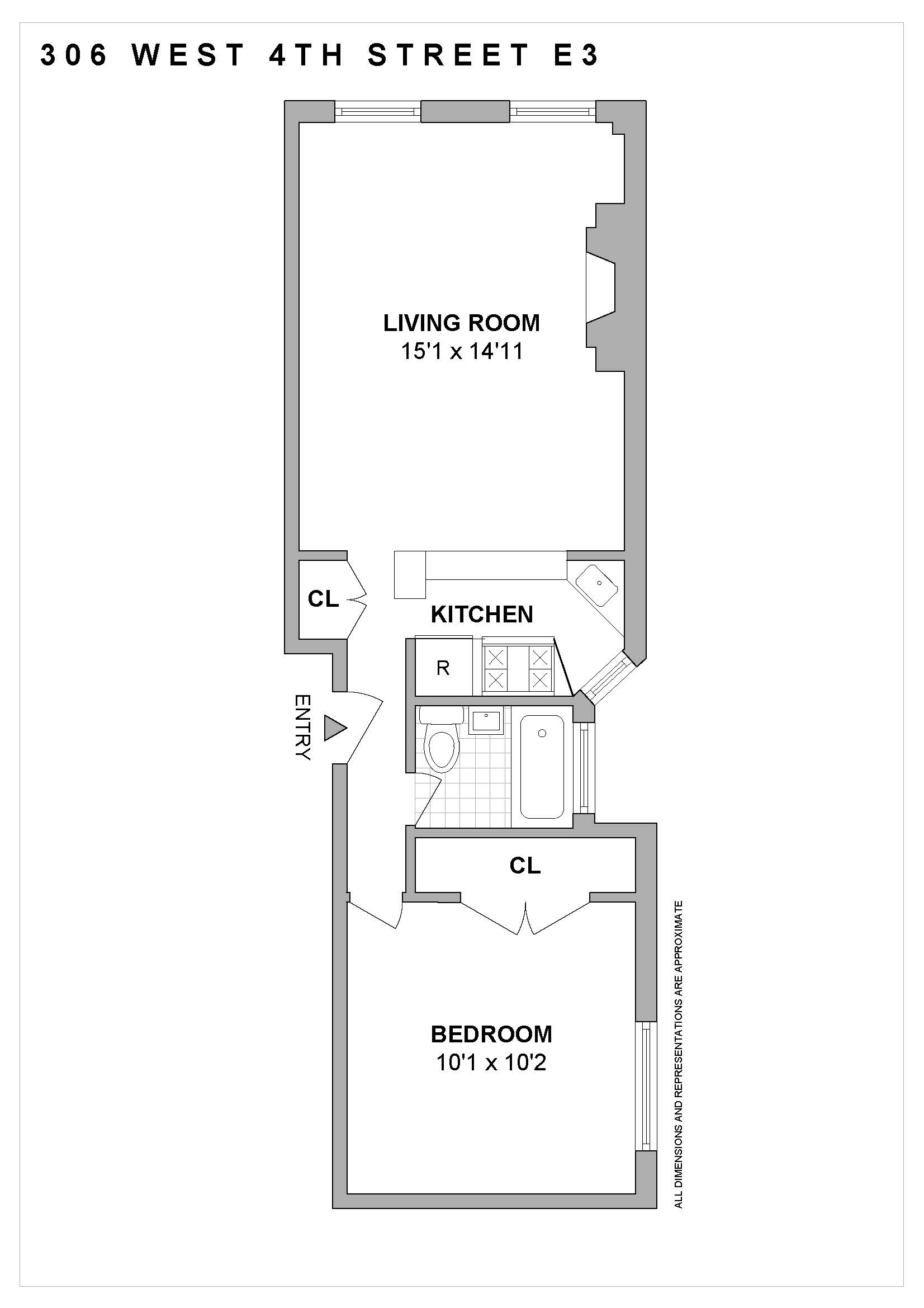 Floorplan for 306 West 4th Street, E3