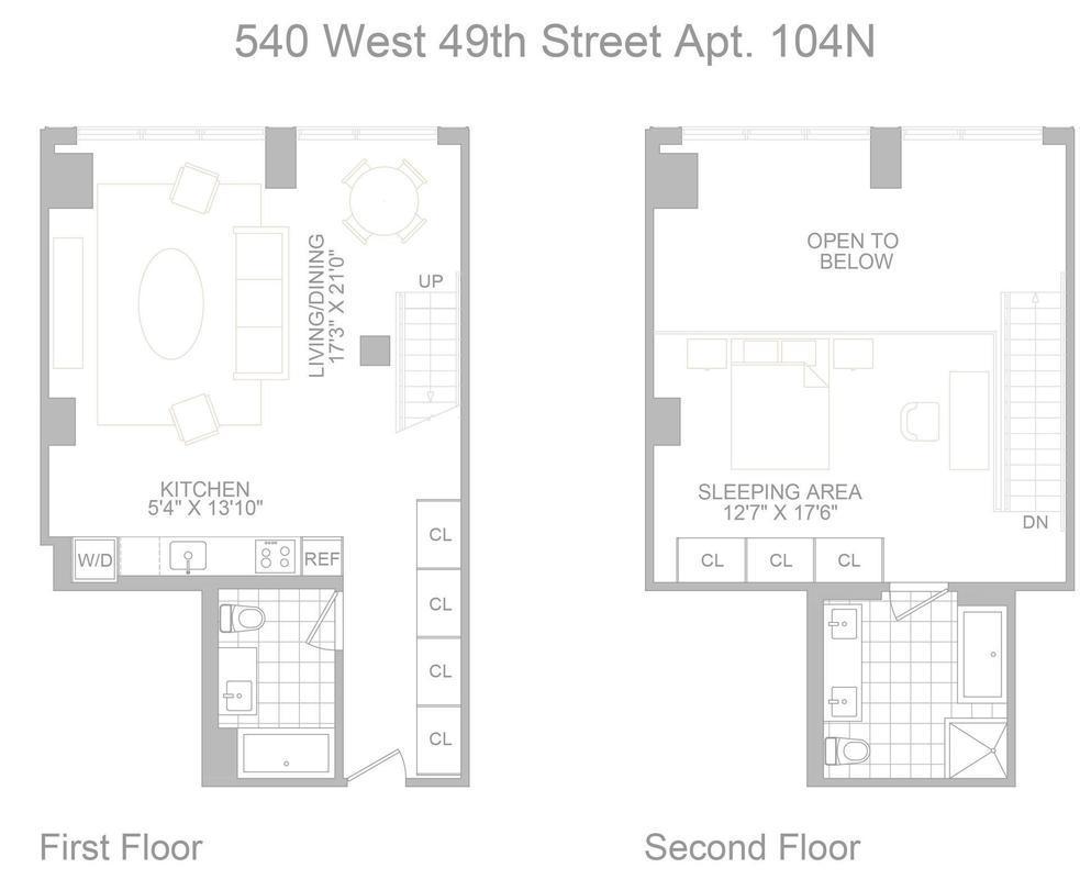 Floorplan for 540 West 49th Street, 104N