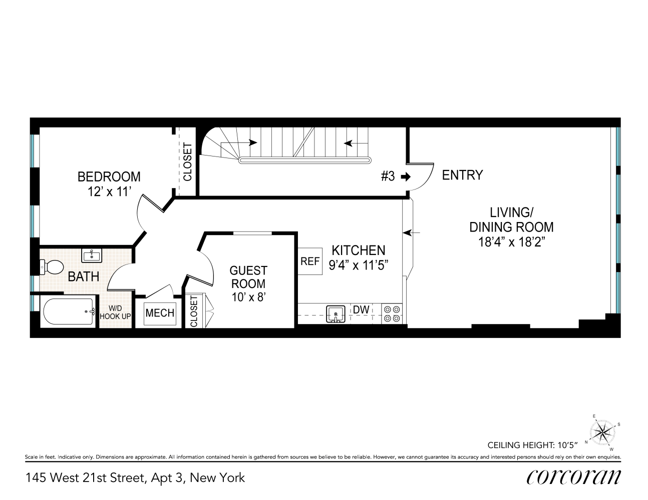 Floorplan for 145 West 21st Street, 3