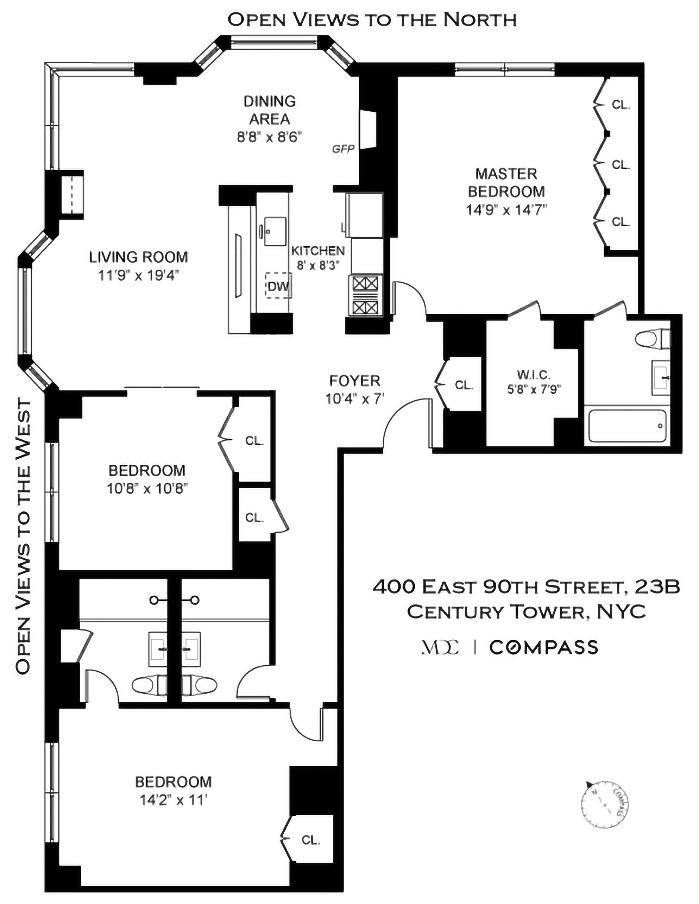 Floorplan for 400 East 90th Street, 23B