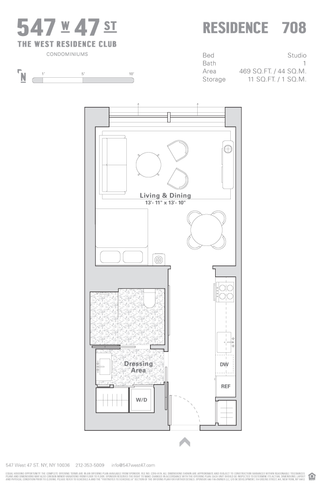 Floorplan for 547 West 47th Street, 708
