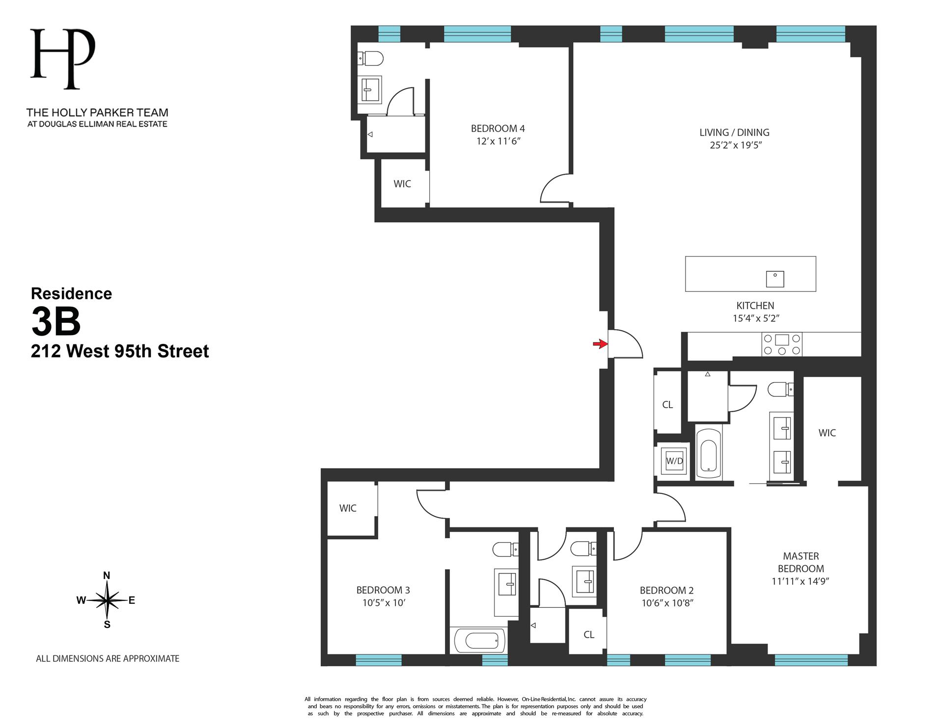 Floorplan for 212 West 95th Street, 3B