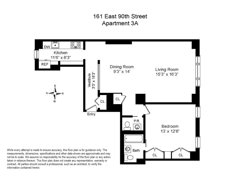 Floorplan for 161 East 90th Street, 3A