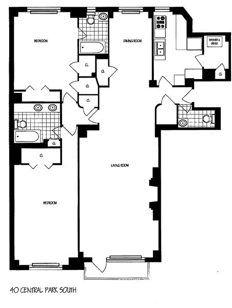 Floorplan for 40 Central Park, 15A