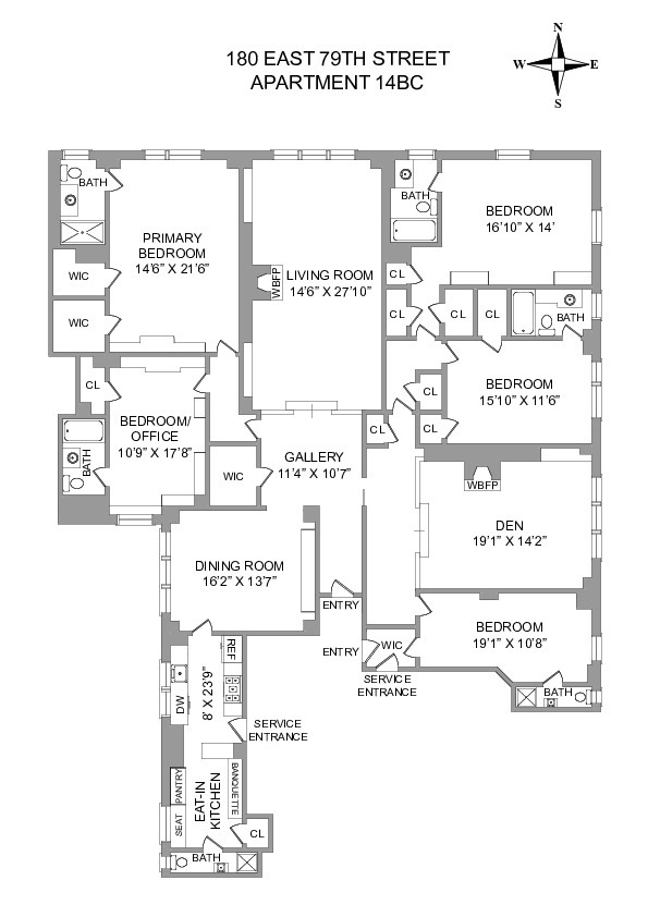 Floorplan for 180 East 79th Street, 14BC