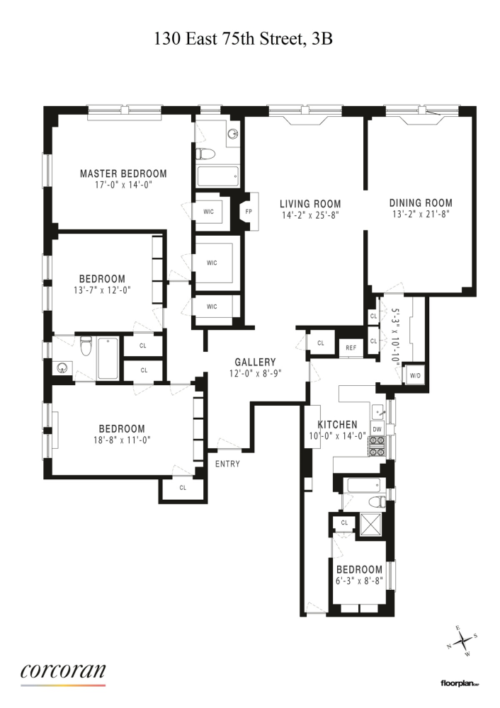 Floorplan for 130 East 75th Street, 3B