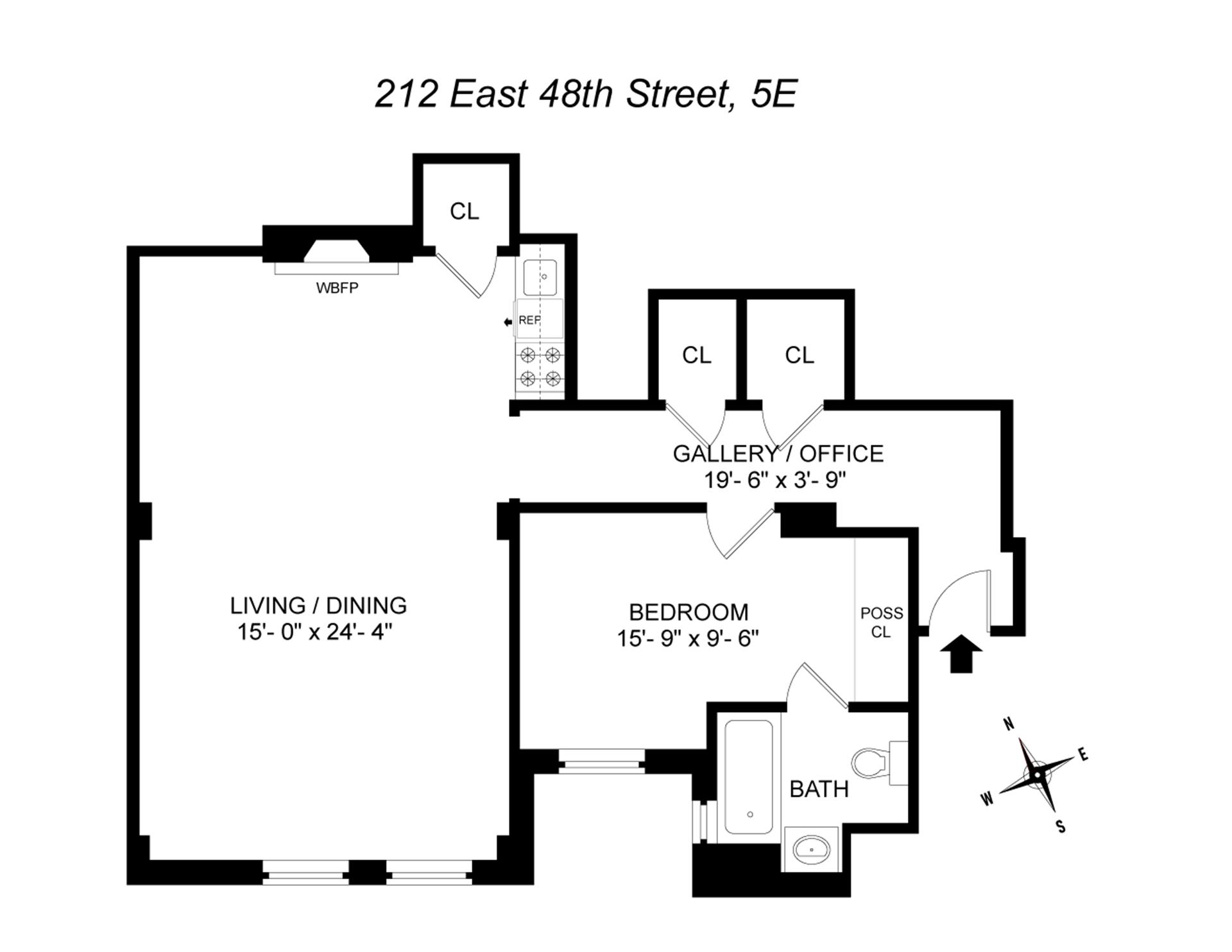 Floorplan for 212 East 48th Street, 5E