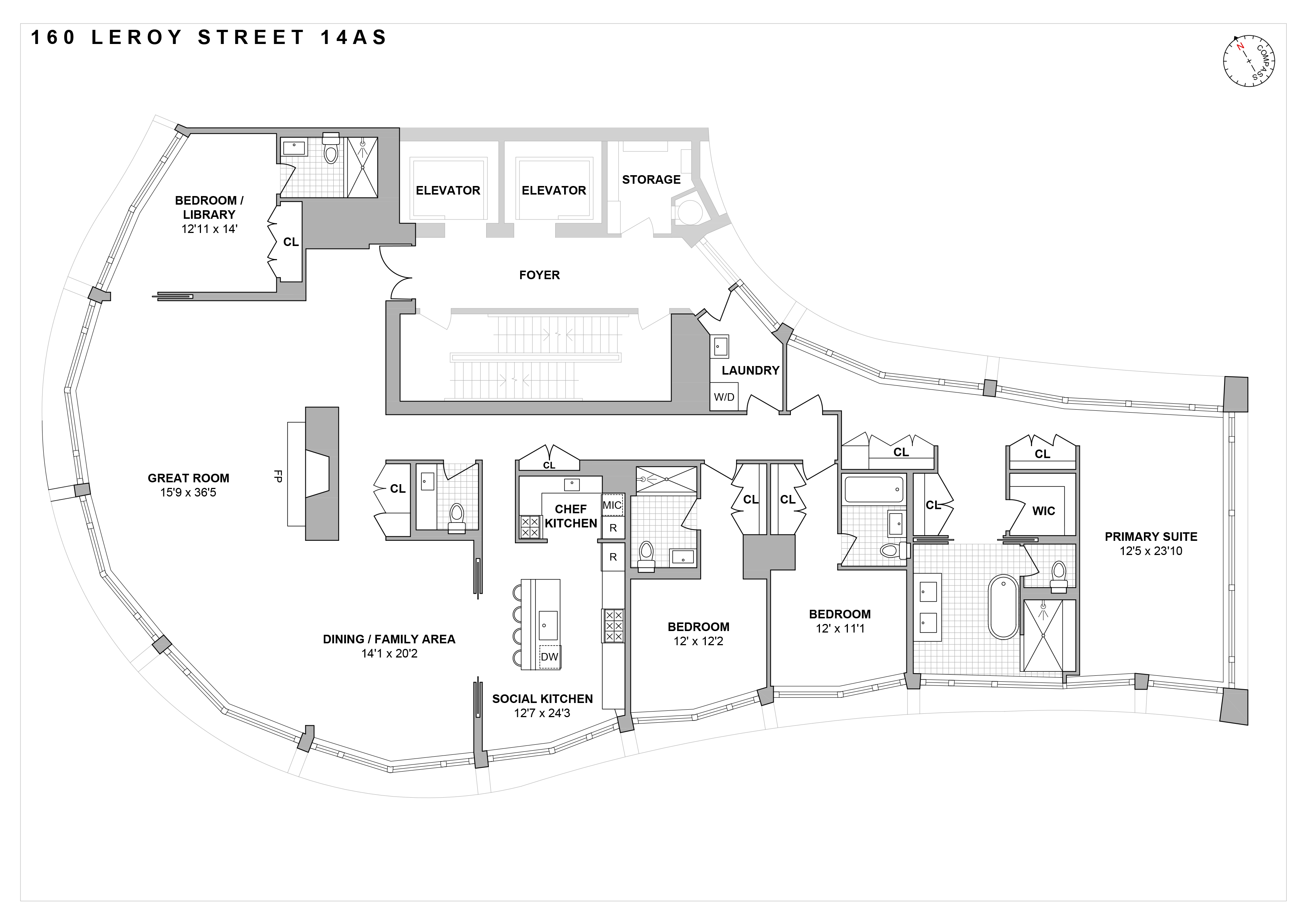 Floorplan for 160 Leroy Street, 14AS