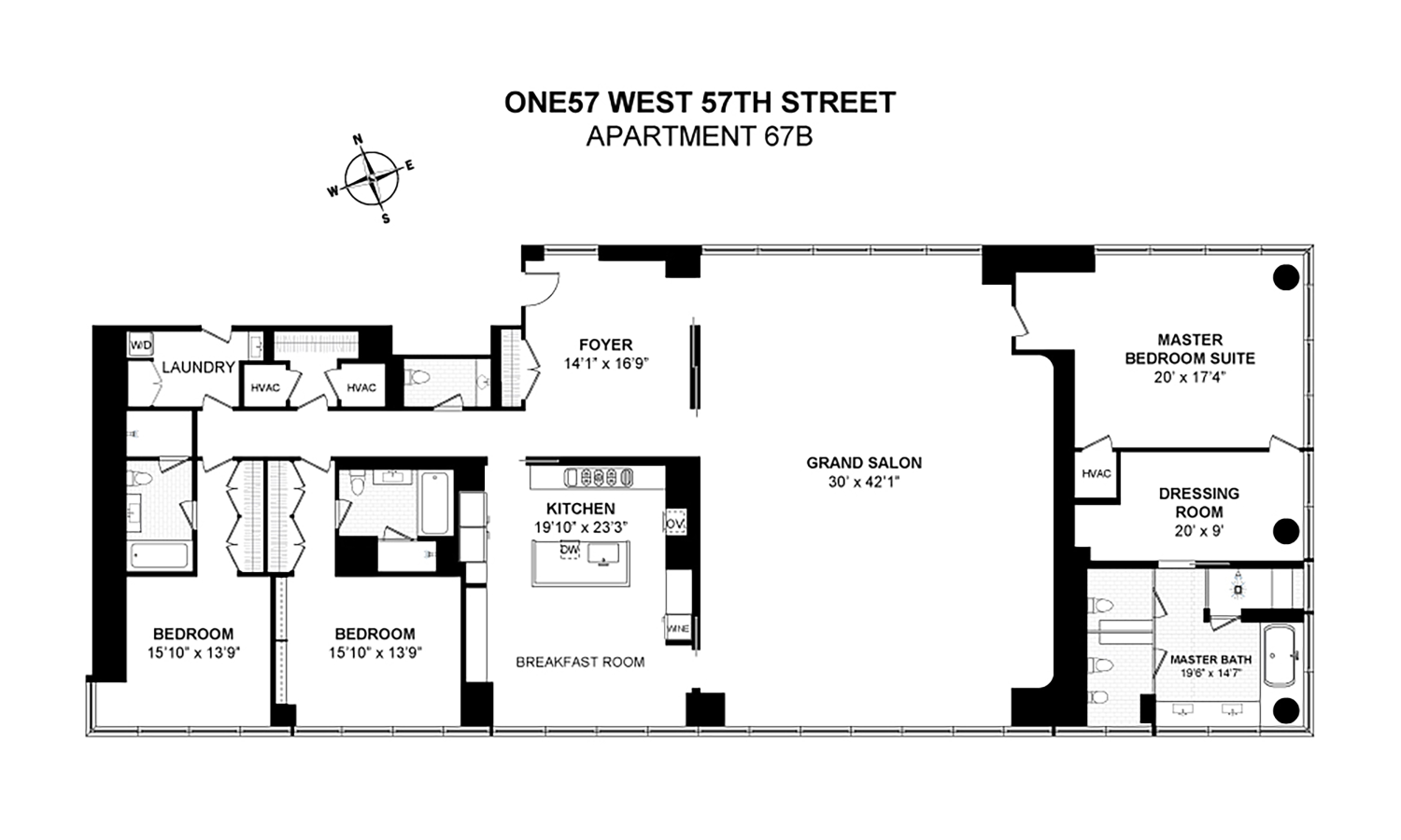 Floorplan for 157 West 57th Street, 67B