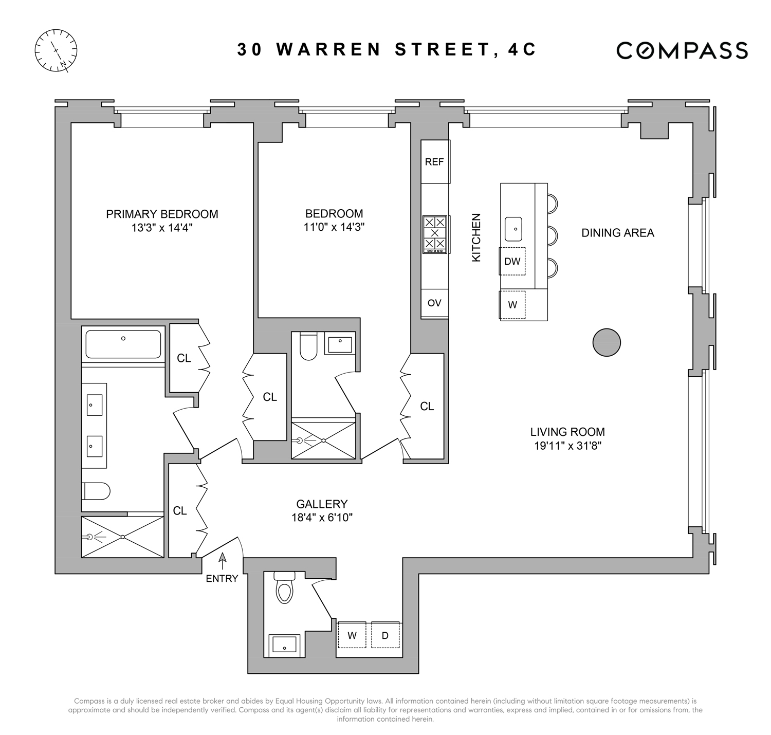 Floorplan for 30 Warren Street, 4C