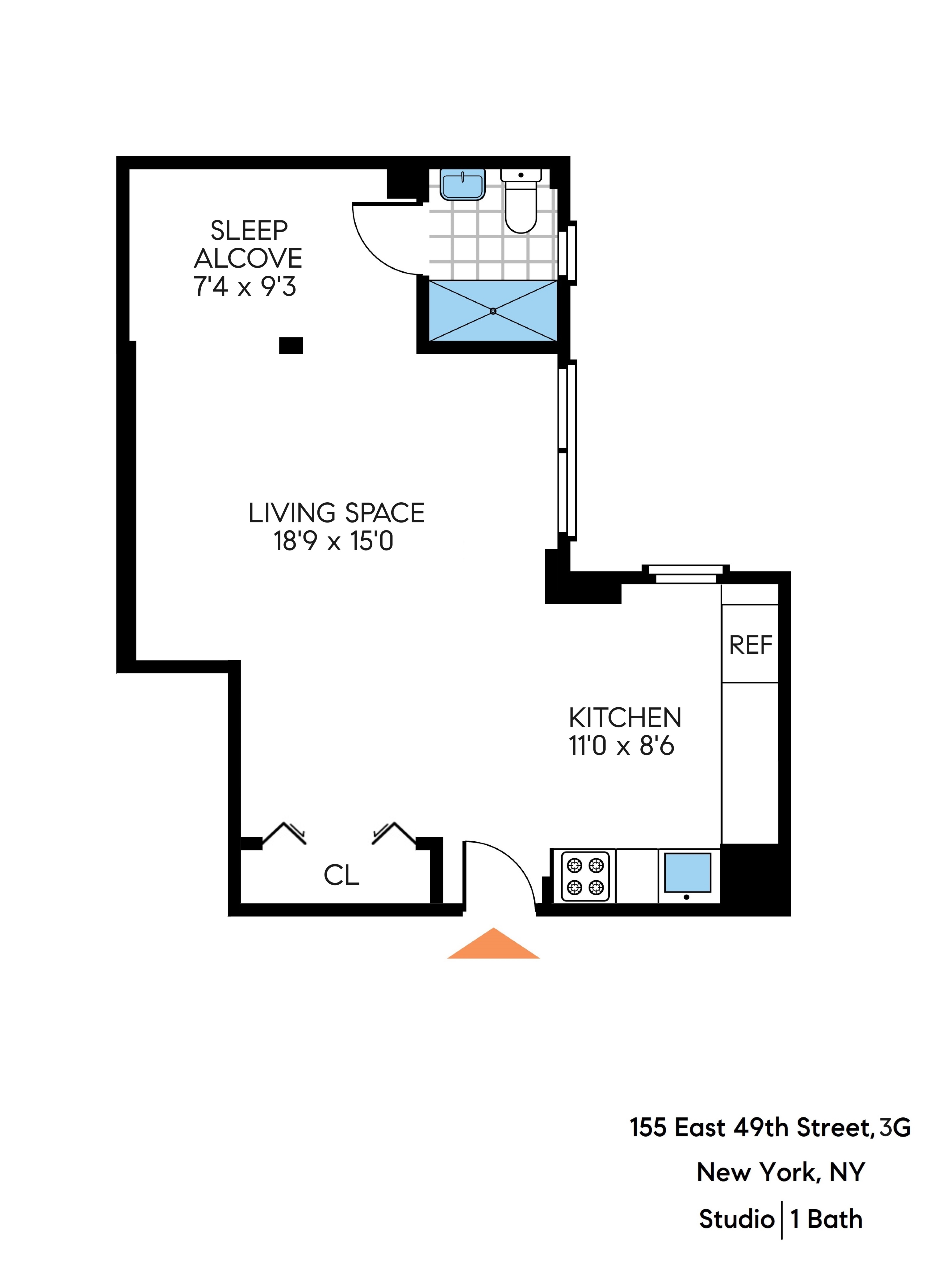 Floorplan for 155 East 49th Street, 3G